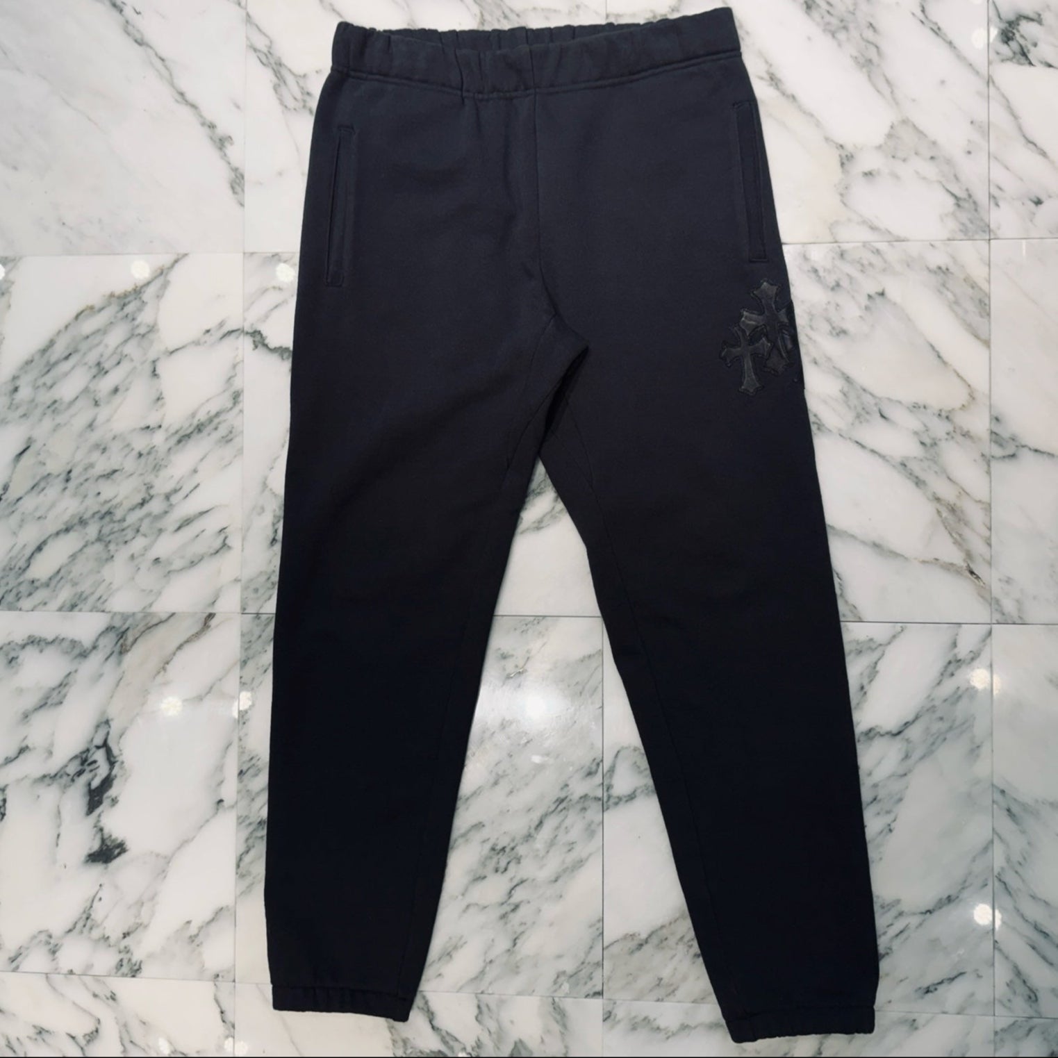 CHROME HEARTS Y NOT 3 Cemetery Cross Patch Sweat Pants Size L