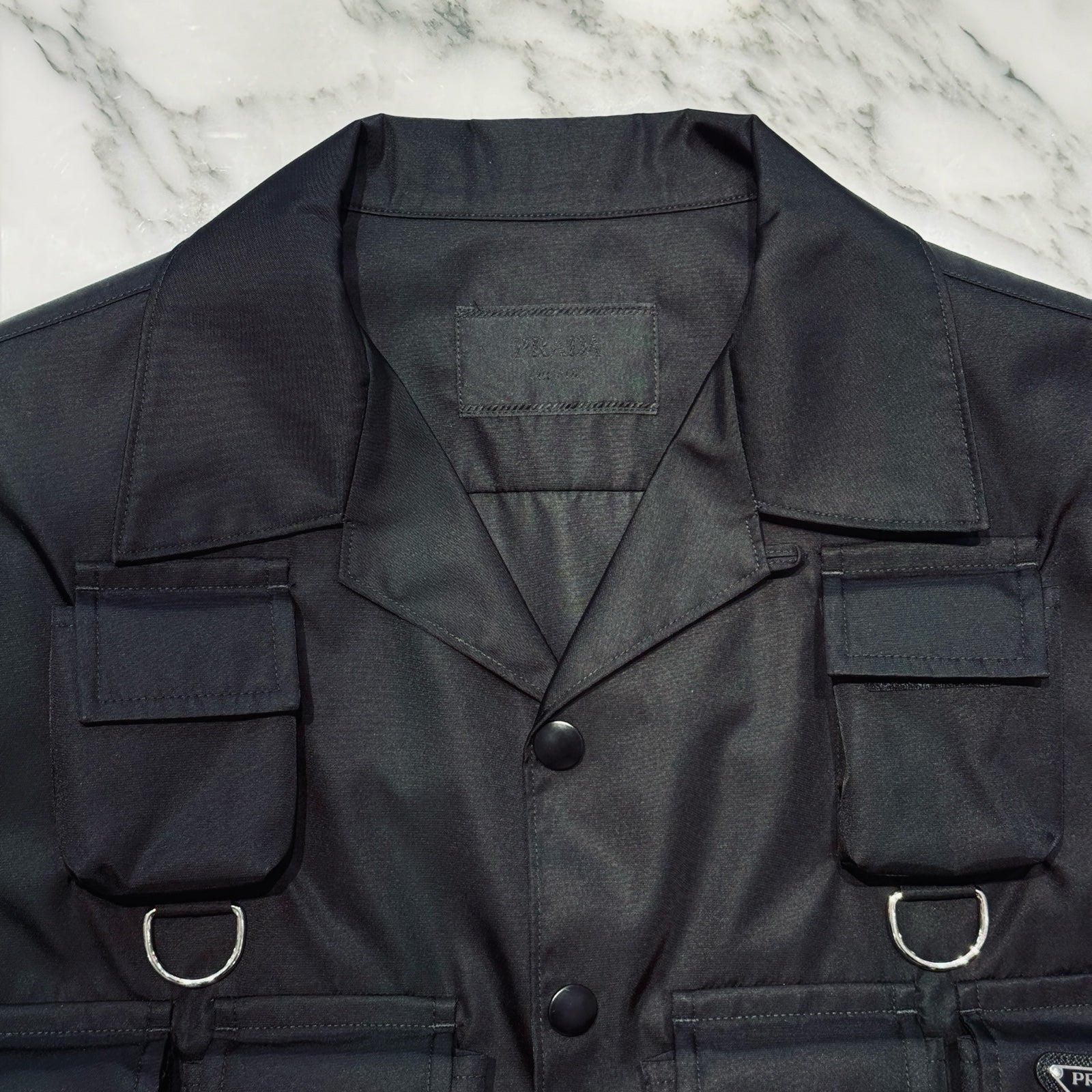 PRADA 2024SS Re-Nylon Triangle Logo Multi Pocket Short Sleeve Shirt SC768 S000 1WQ8 Size XL