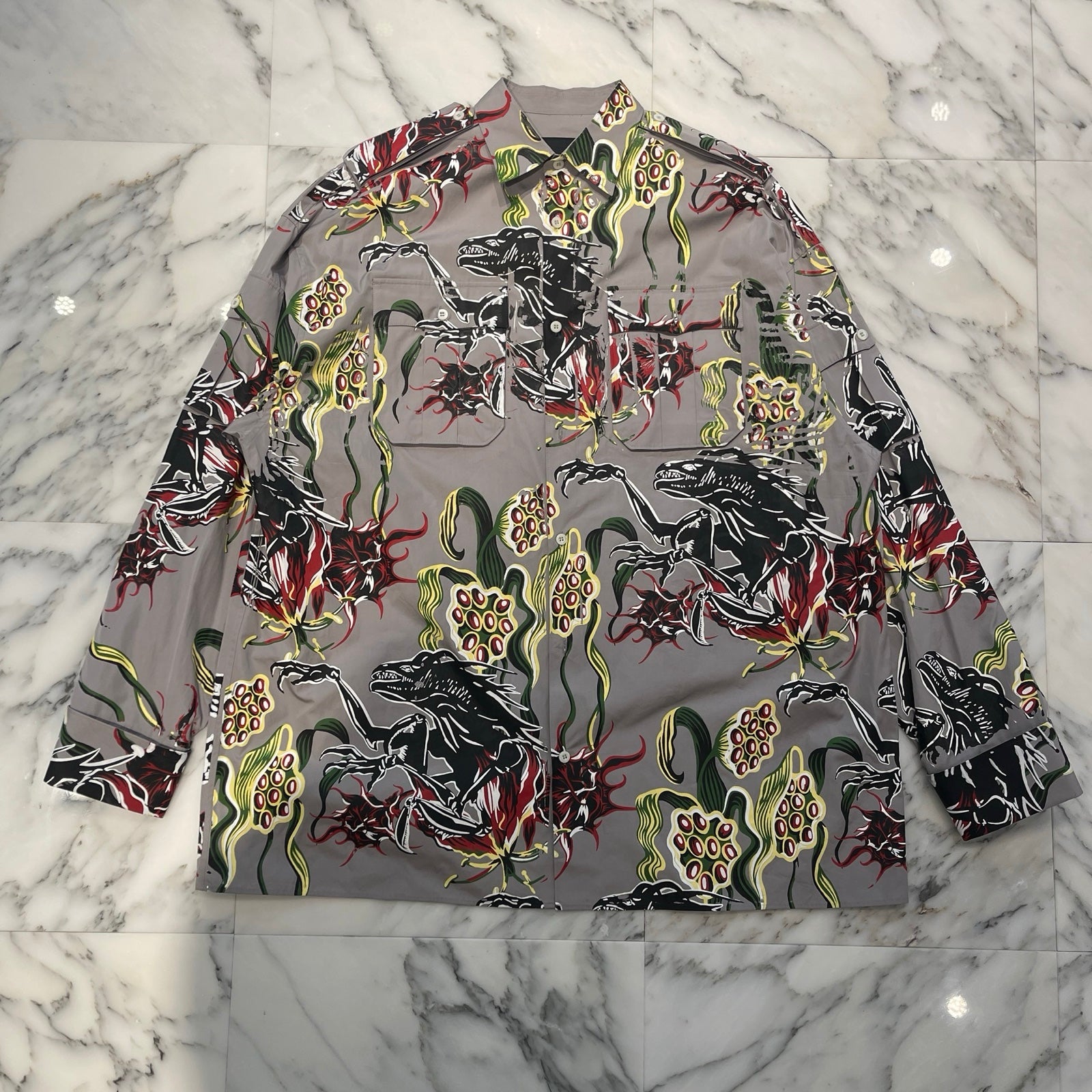 PRADA 2024SS Print Design Oversize Shirt SC766 Size XS