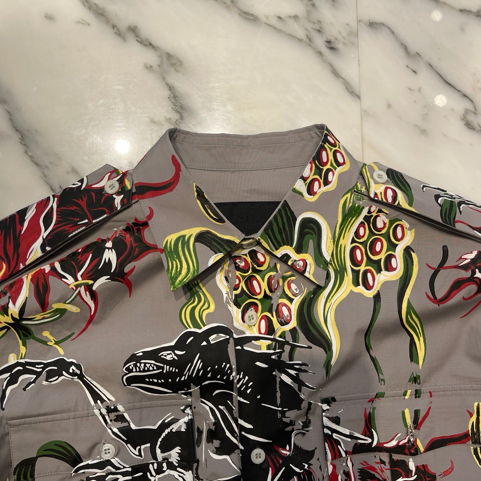 PRADA 2024SS Print Design Oversize Shirt SC766 Size XS