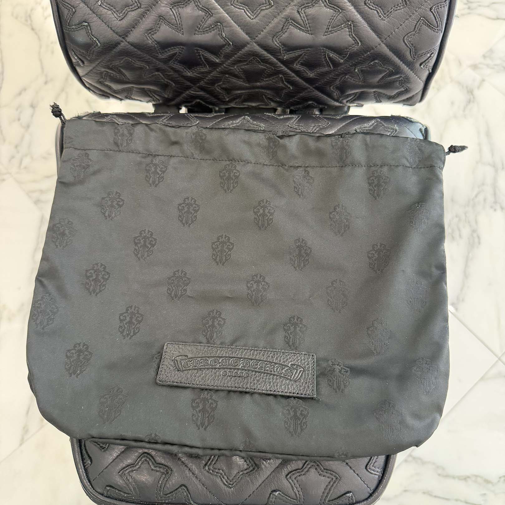 CHROME HEARTS Stencil Pattern GRINDS Nylon Leather Hand Bag クロムハーツ ステンシル柄 グラインズ ナイロンレザー切替 ハンドバッグ
