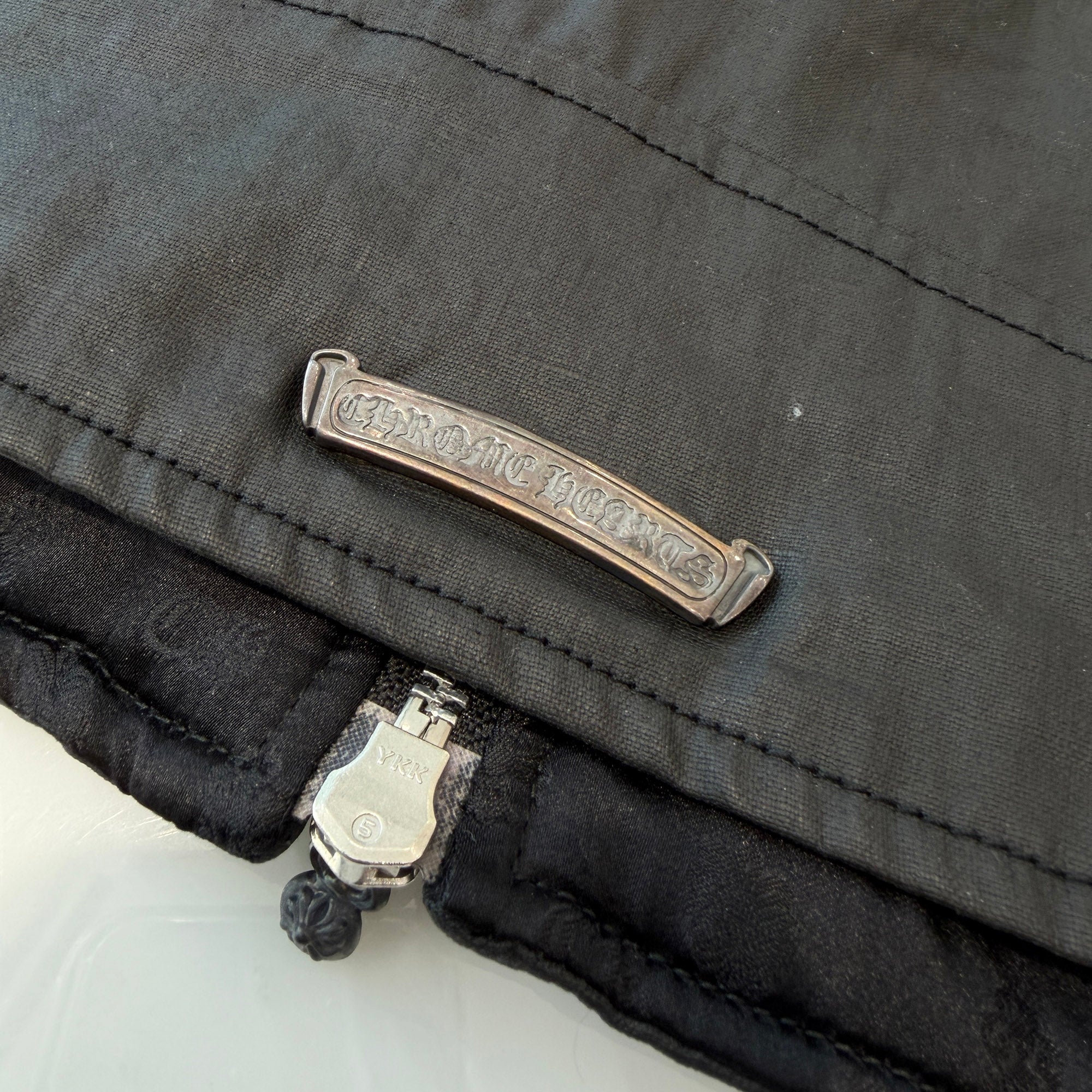 CHROME HEARTS Carmalita Flare Knee Leather Patch Zip Up Jacket Size M クロムハーツ カルマニータ フレアニー レザーパッチ ジップアップジャケット サイズM