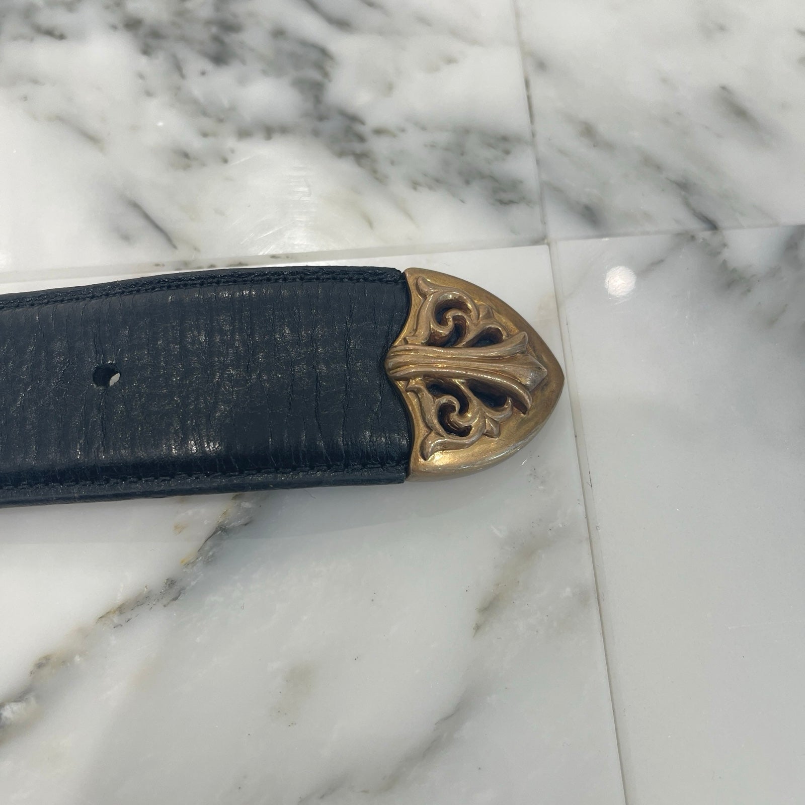 CHROME HEARTS 4PC Classic Bronze Leather Belt Size 36 クロムハーツ 4PC クラシック ブロンズ レザーベルト サイズ36