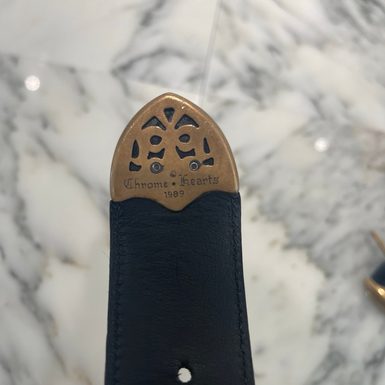 CHROME HEARTS 4PC Classic Bronze Leather Belt Size 36 クロムハーツ 4PC クラシック ブロンズ レザーベルト サイズ36