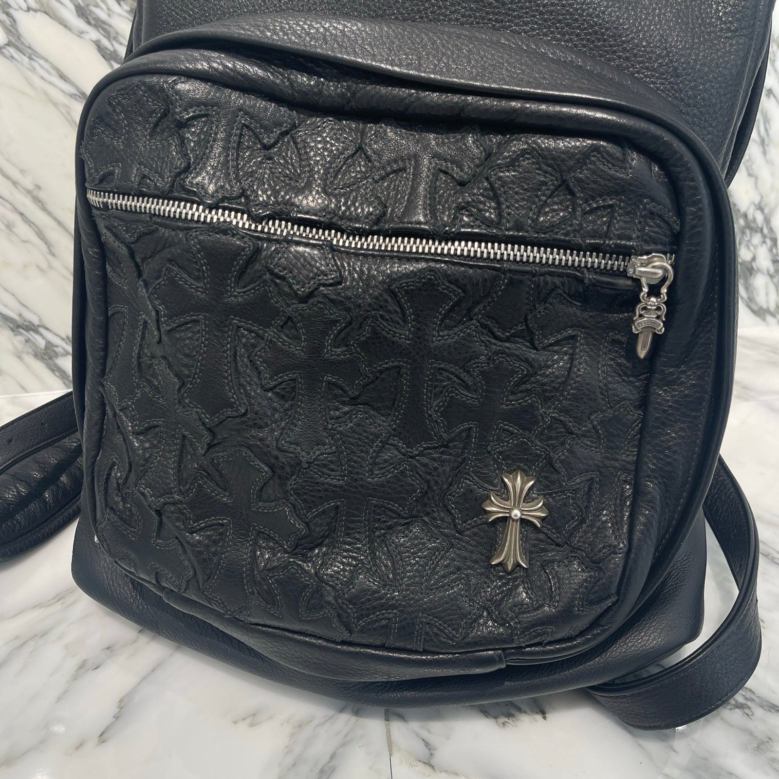 CHROME HEARTS Seventh Grade Leather Cross Patch Back Pack クロム