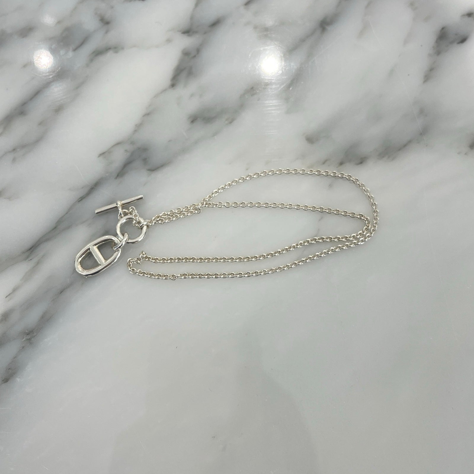 HERMES Chaine d'Ancre Amulet Silver Necklace