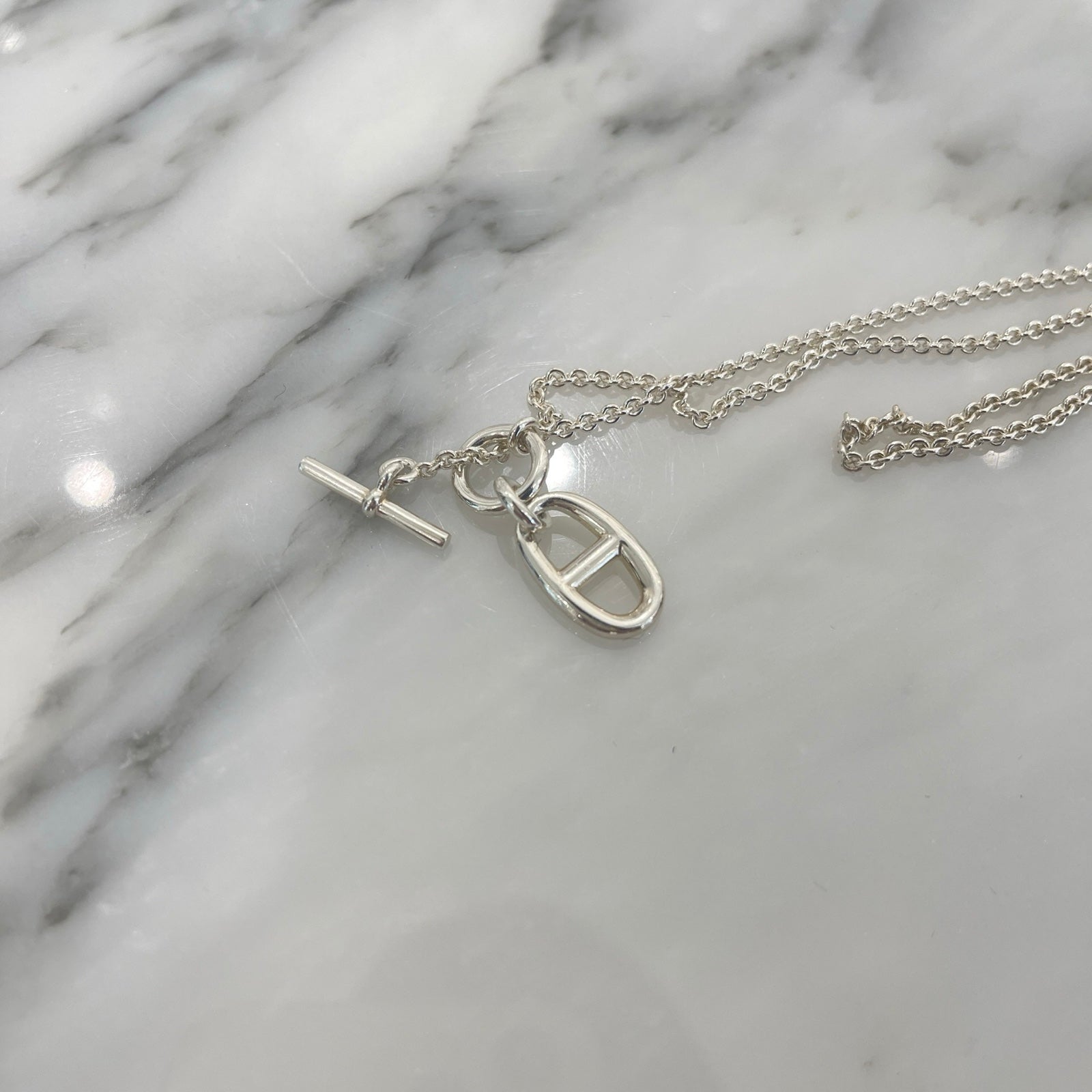 HERMES Chaine d'Ancre Amulet Silver Necklace