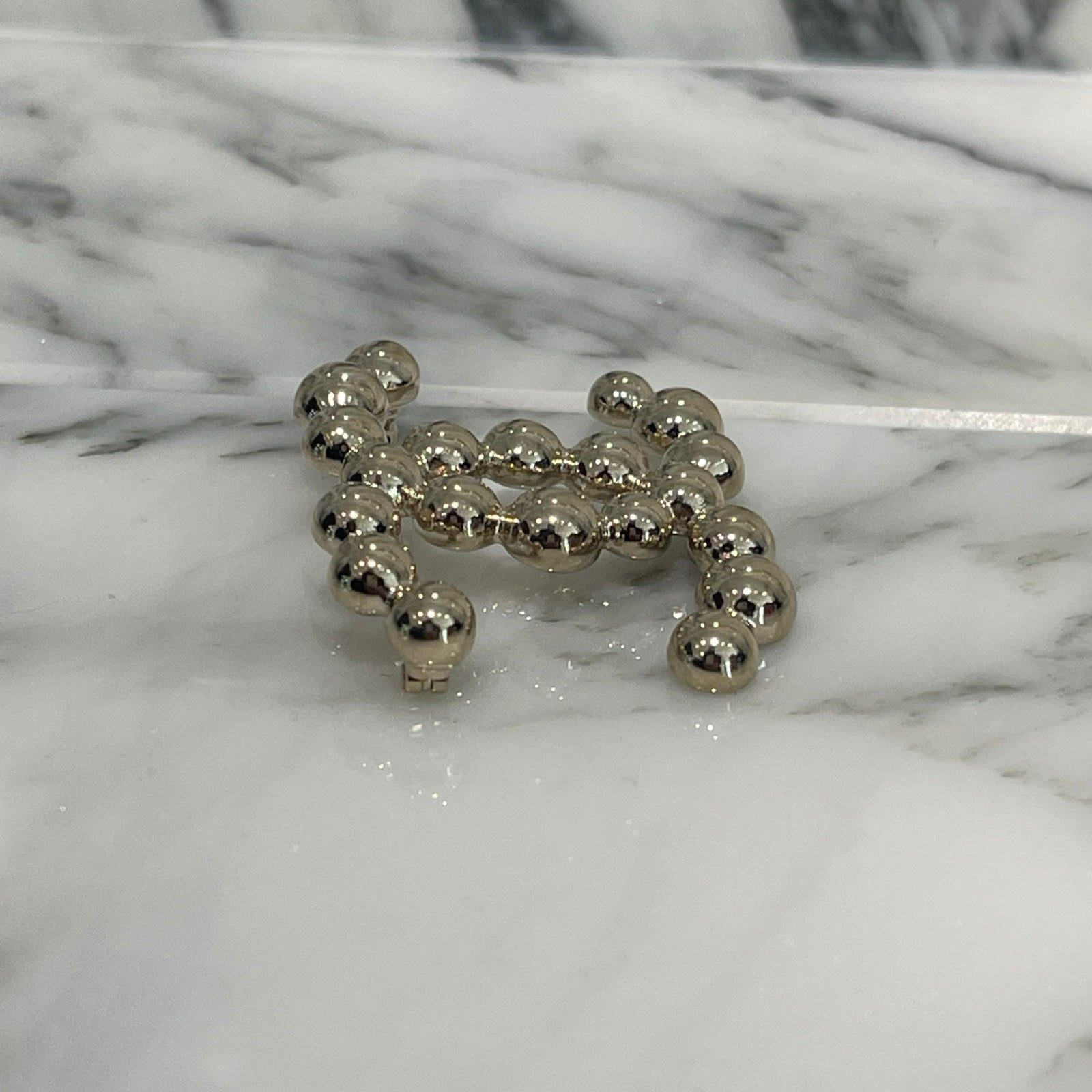 CHANEL Coco Mark Gold CC Bead Brooch