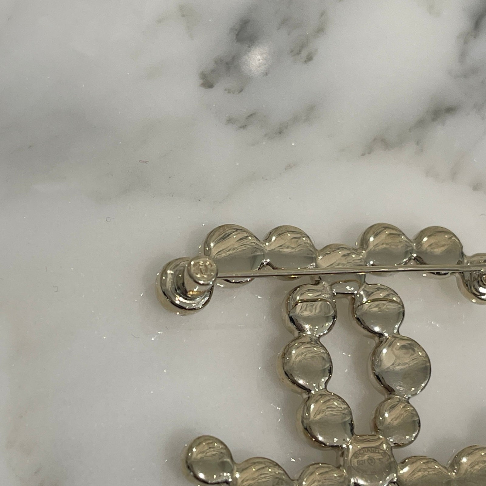 CHANEL Coco Mark Gold CC Bead Brooch