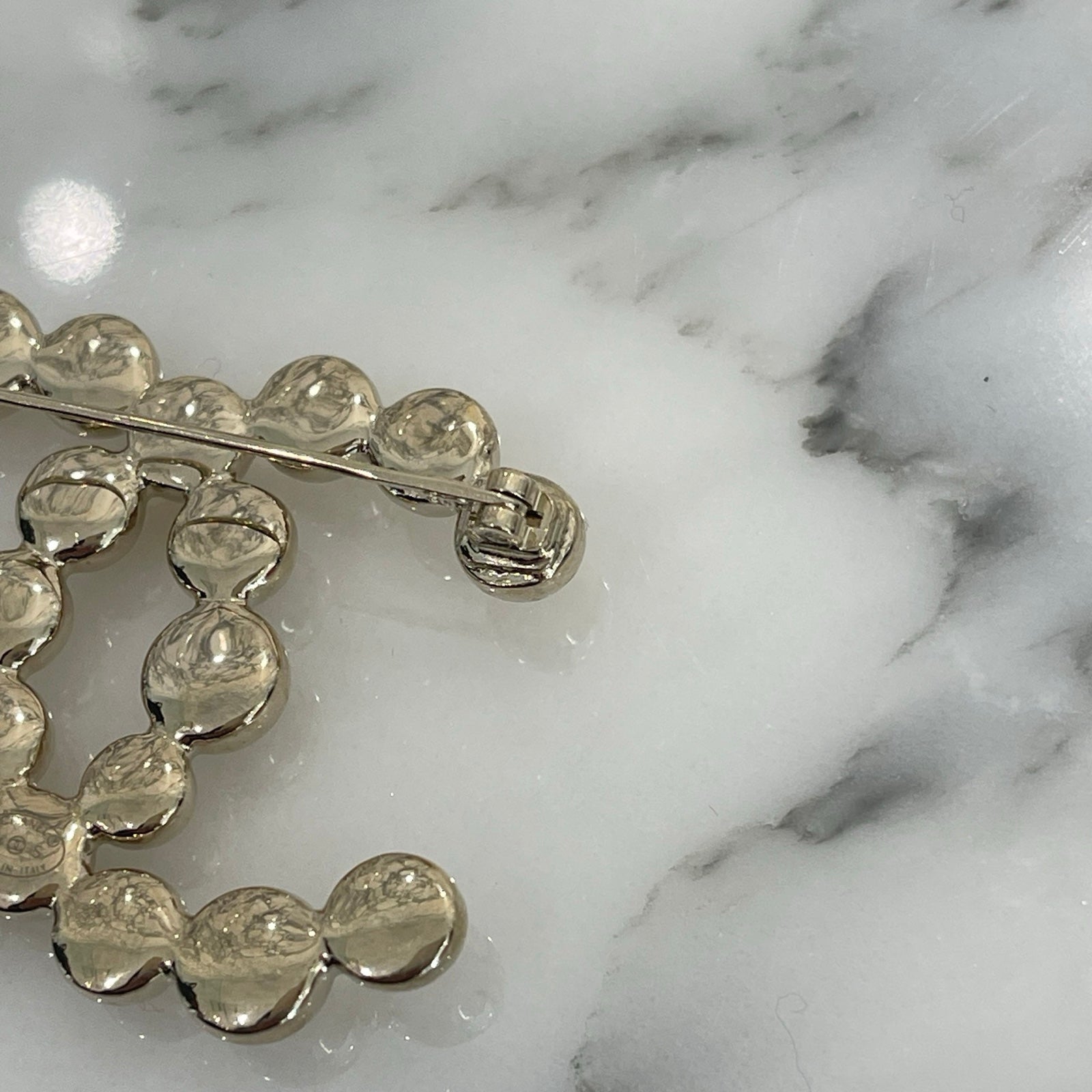 CHANEL Coco Mark Gold CC Bead Brooch