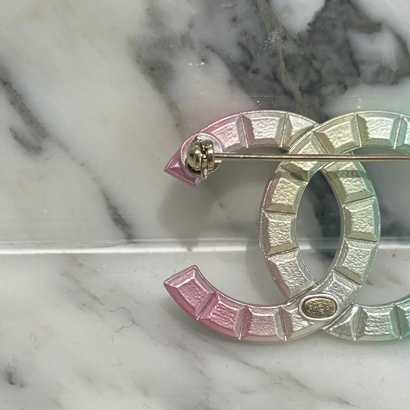 CHANEL 2017AW Rainbow Coco Mark Metal Studded Brooch