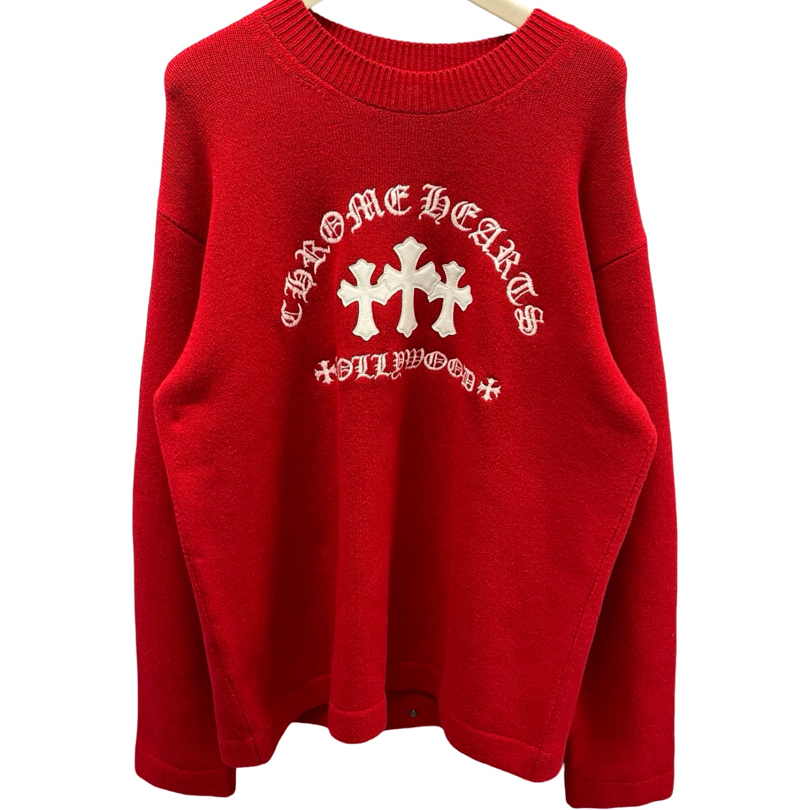 CHROME HEARTS Y NOT King Taco 3 Cemetery Cross Patch Cashmere Knit Sweater Size L