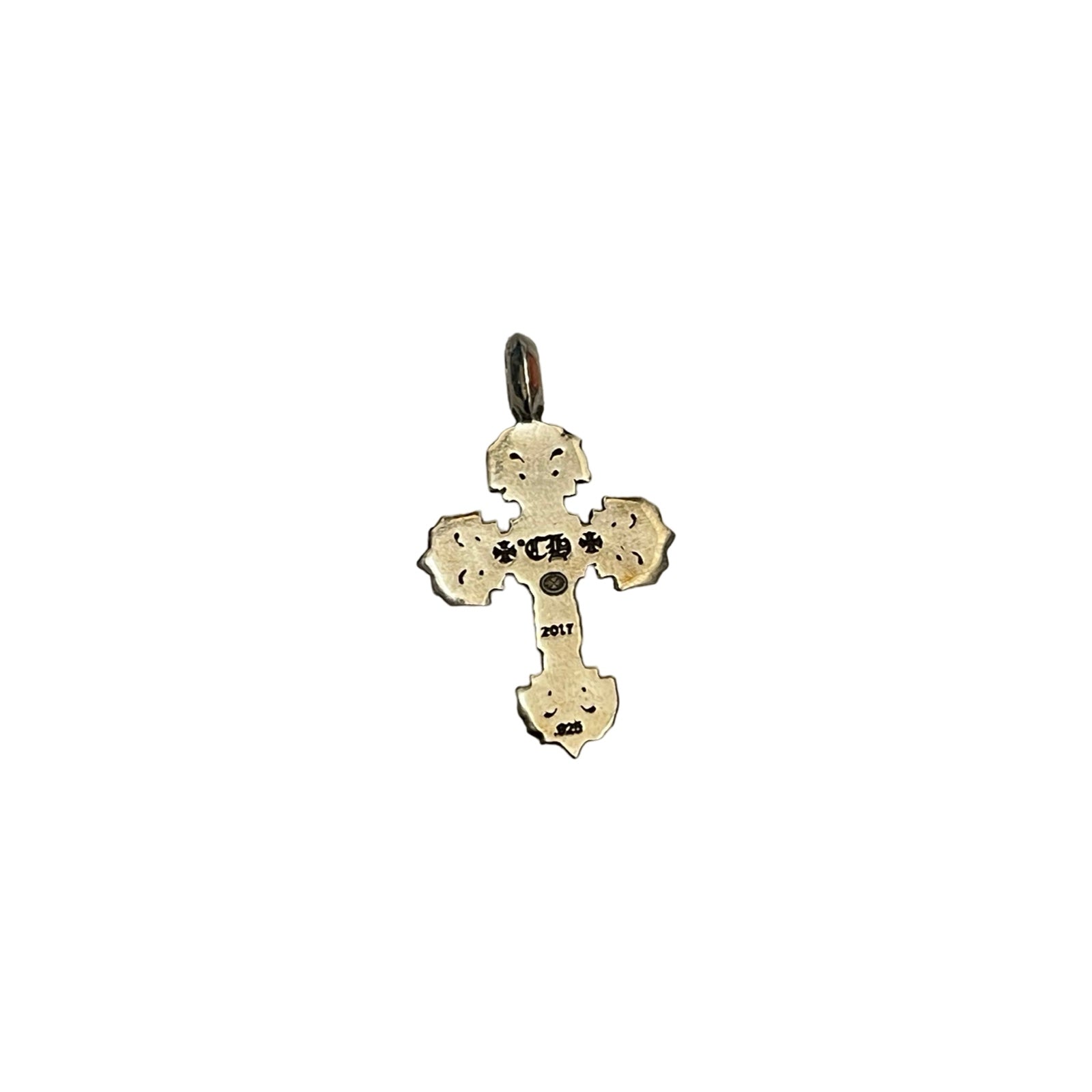 CHROME HEARTS Filigree Cross 1 Diamond Shilver Pendent Top