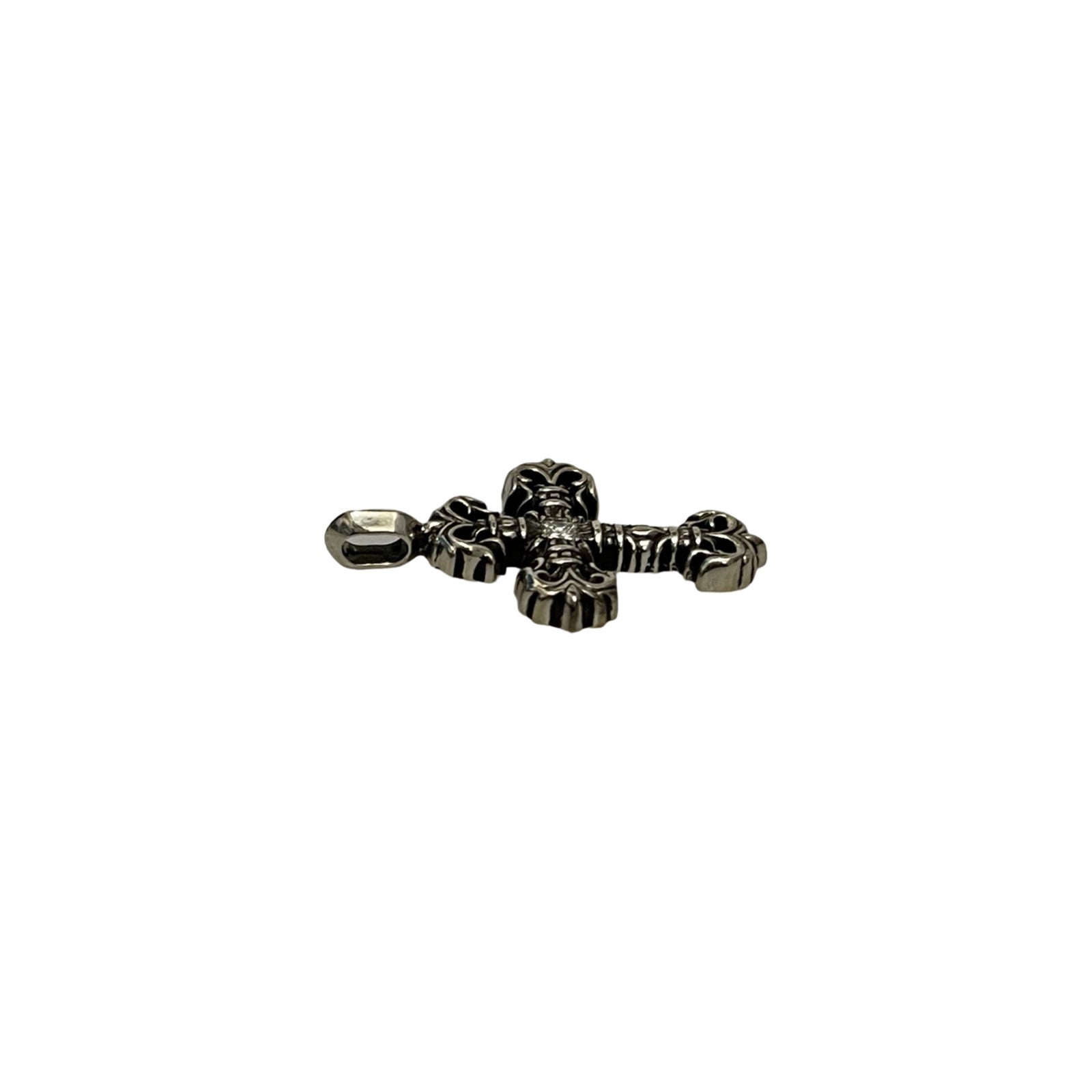 CHROME HEARTS Filigree Cross 1 Diamond Shilver Pendent Top