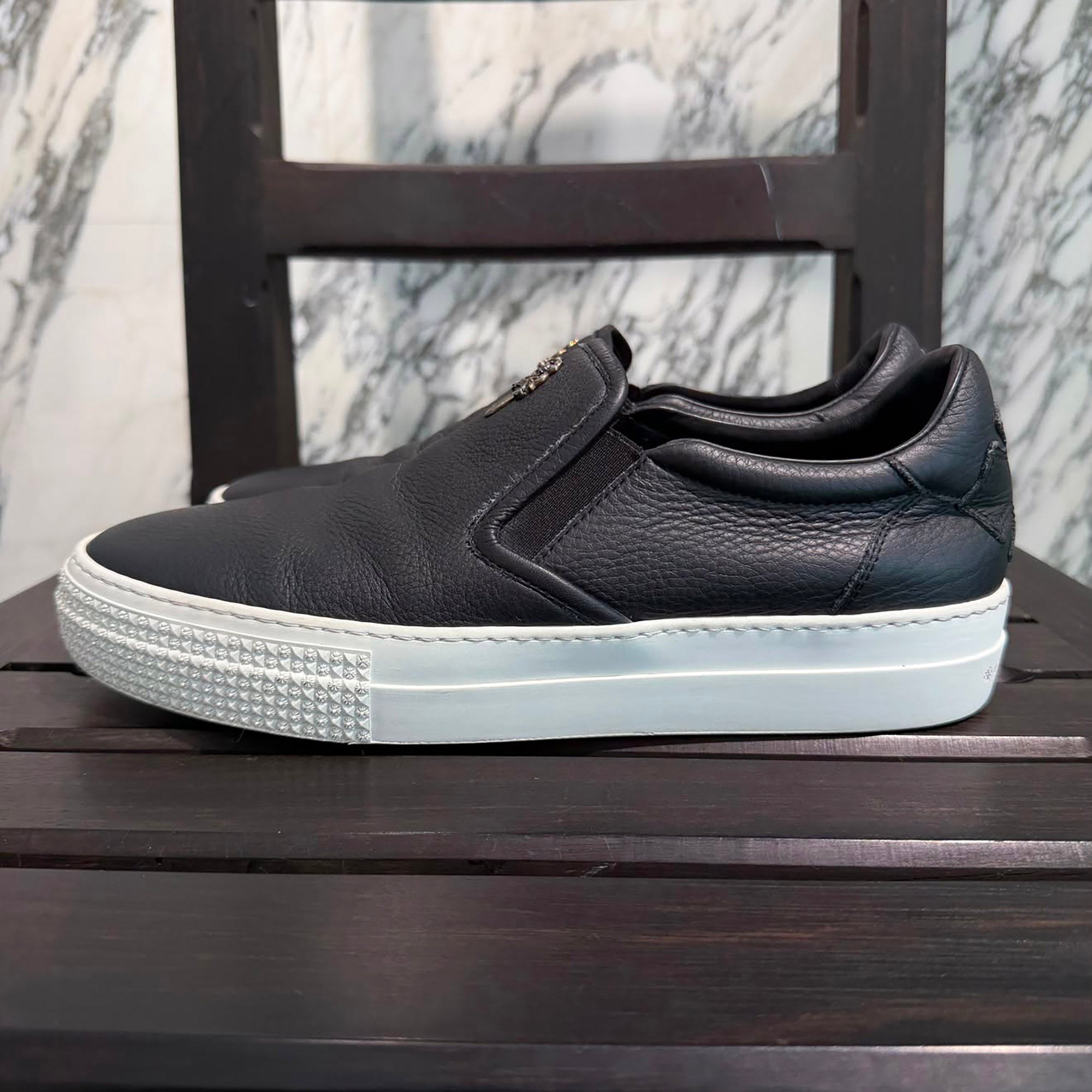 CHROME HEARTS CH Plus Leather Patch Dagger Slip On Size 41(約26.0cm 〜 26.5cm) クロムハーツ CHプラス レザーパッチ ダガー スリッポン サイズ41(約26.0cm 〜 26.5cm)