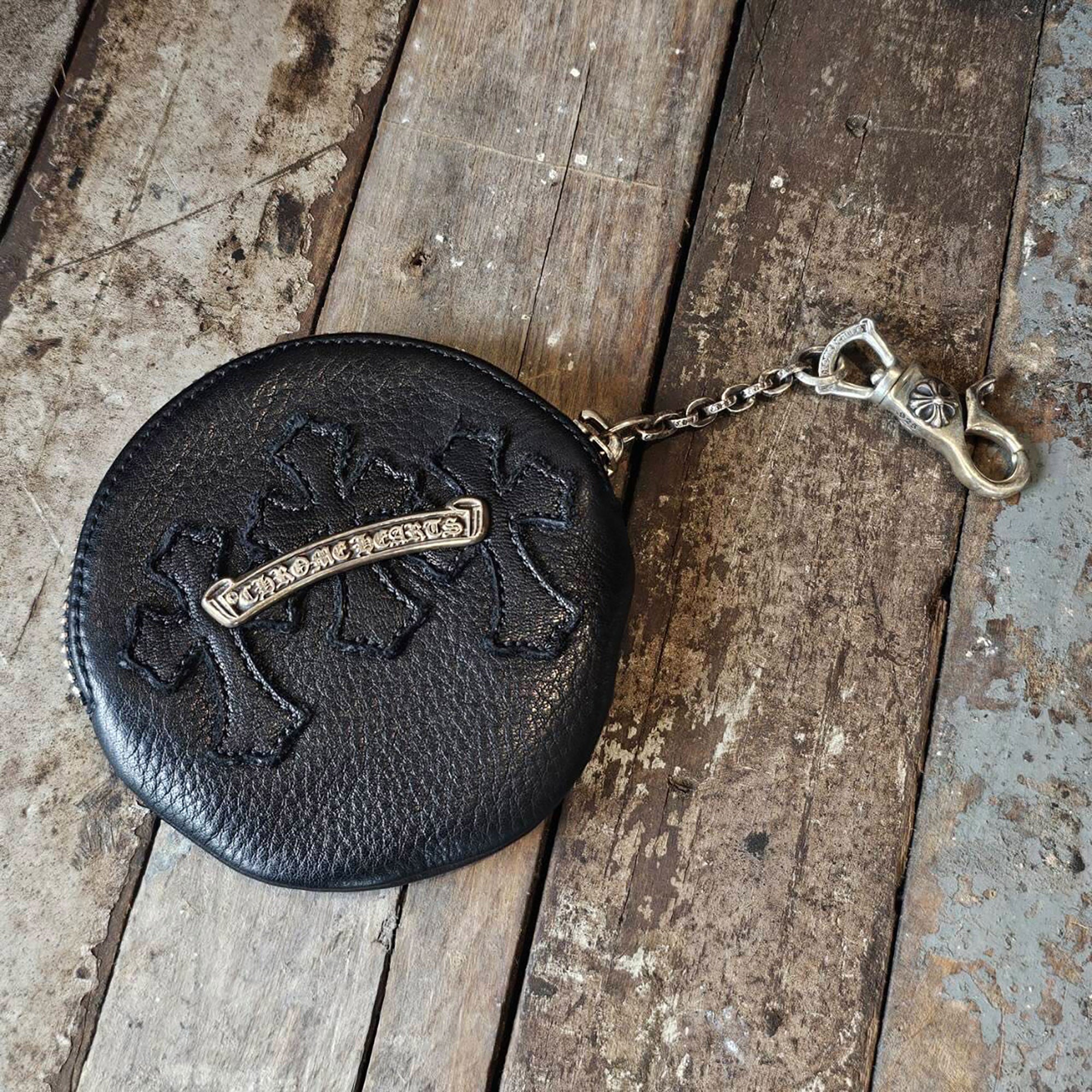 CHROME HEARTS 1 CLIP Paper Chain Triple Cross Leather Patch Coin Case クロムハーツ 1クリップ ペーパーチェーン トリプルクロス レザーパッチ コインケース