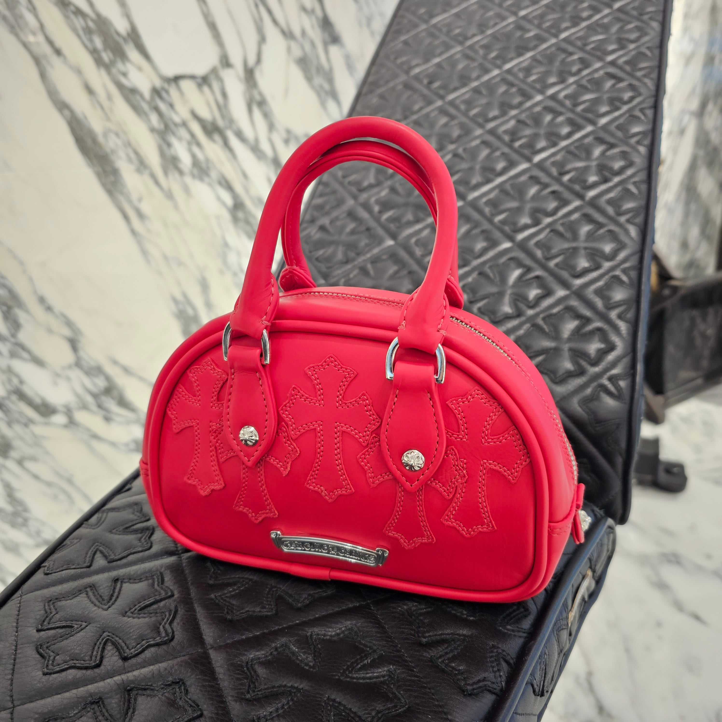 CHROME HEARTS Tiny GYM Cemetery Cross Patch Hand Bag クロムハーツ タイニーCHクロス ジムバッグ