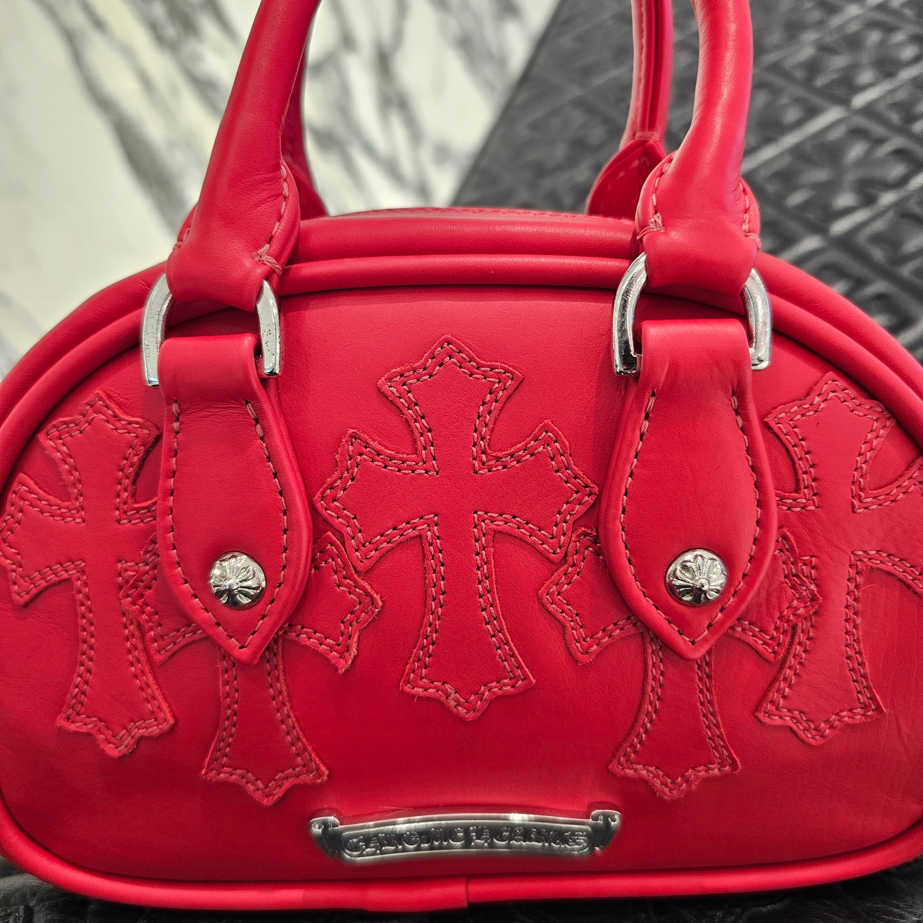 CHROME HEARTS Tiny GYM Cemetery Cross Patch Hand Bag クロムハーツ タイニーCHクロス ジムバッグ