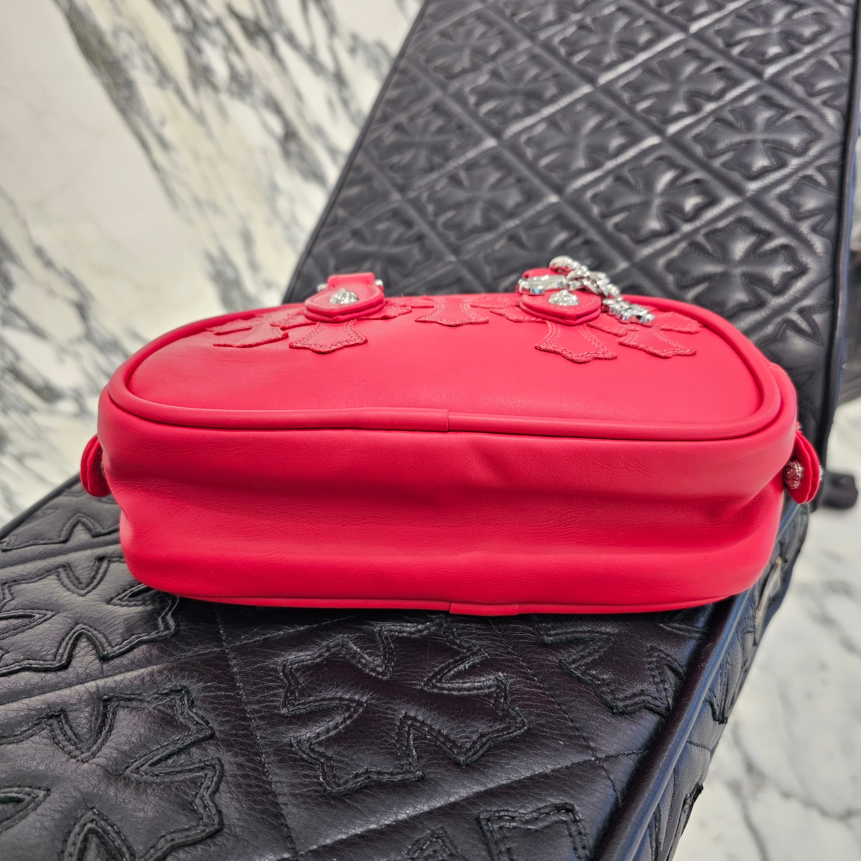 CHROME HEARTS Tiny GYM Cemetery Cross Patch Hand Bag クロムハーツ タイニーCHクロス ジムバッグ