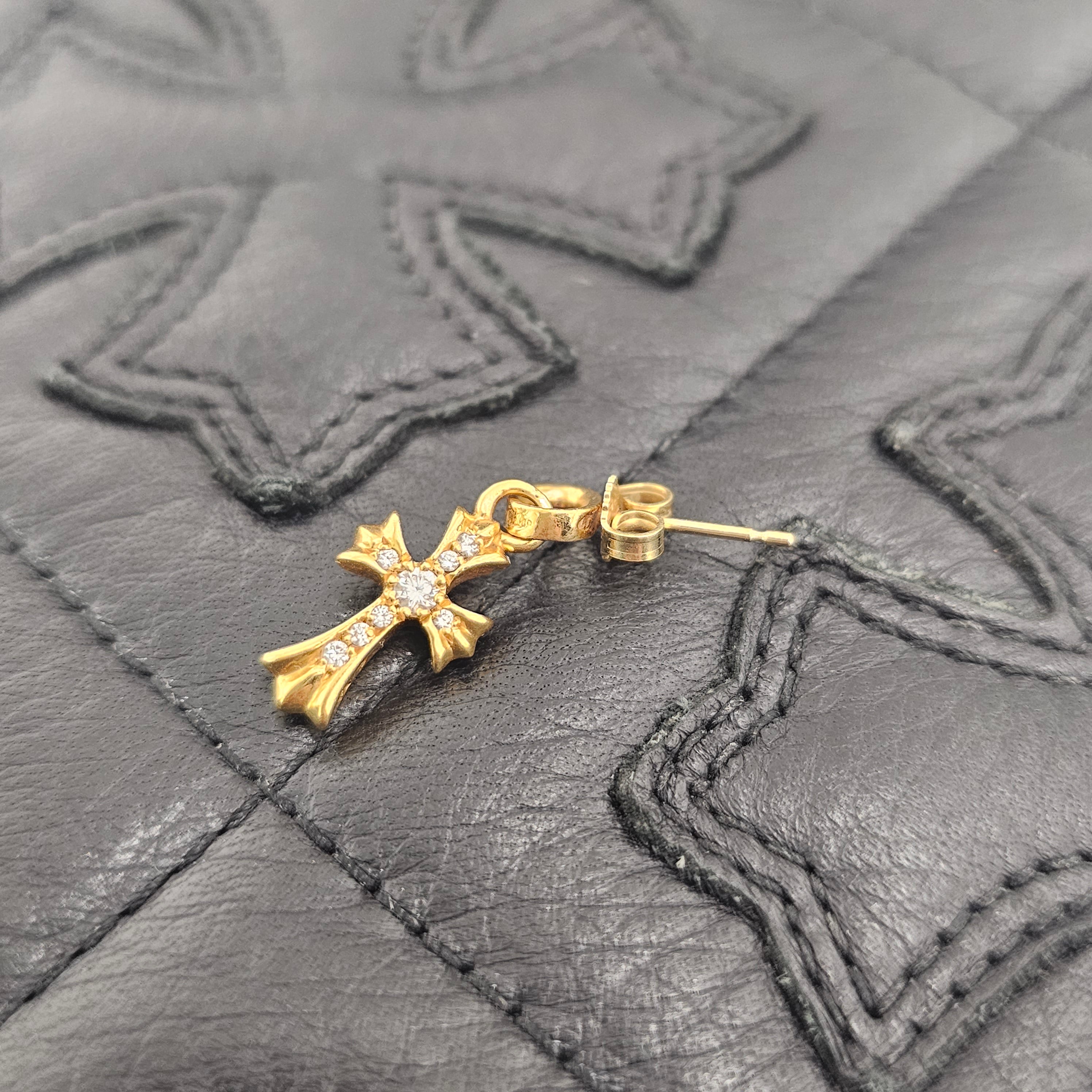 CHROME HEARTS 22K BBY FAT Earrings Pave Diamond クロムハーツ 22K ベイビーファット ピアス パヴェダイヤモンド