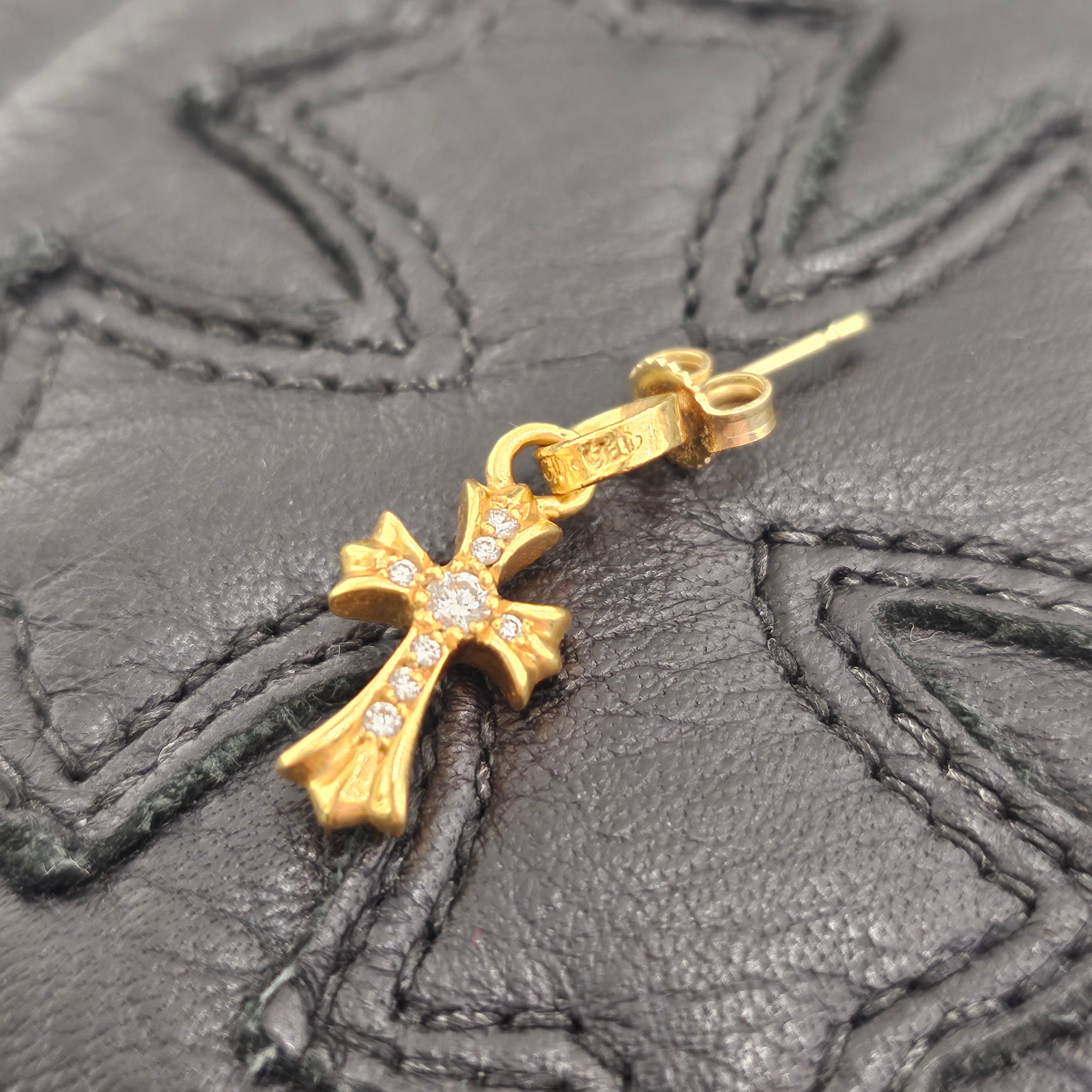 CHROME HEARTS 22K BBY FAT Earrings Pave Diamond クロムハーツ 22K ベイビーファット ピアス パヴェダイヤモンド