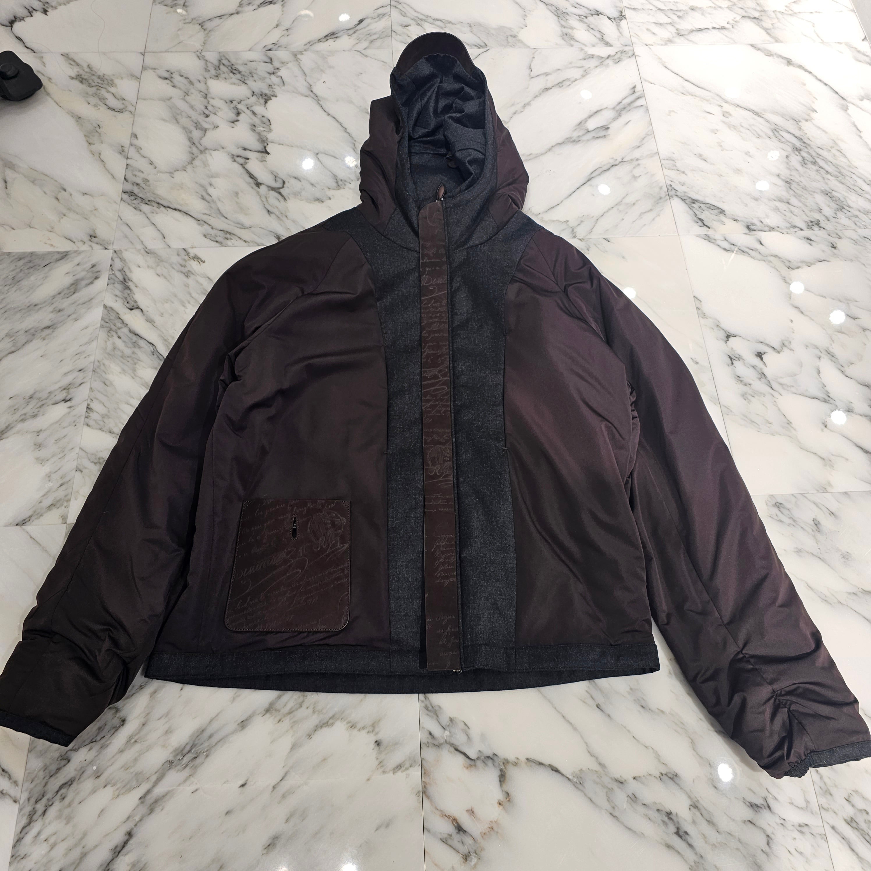 Berluti Technical B-Way Leather Detail Wool Jacket R23OBL122WDAO Size 48 ベルルッティ テクニカル B-WAY レザーディティール ウールジャケット サイズ48