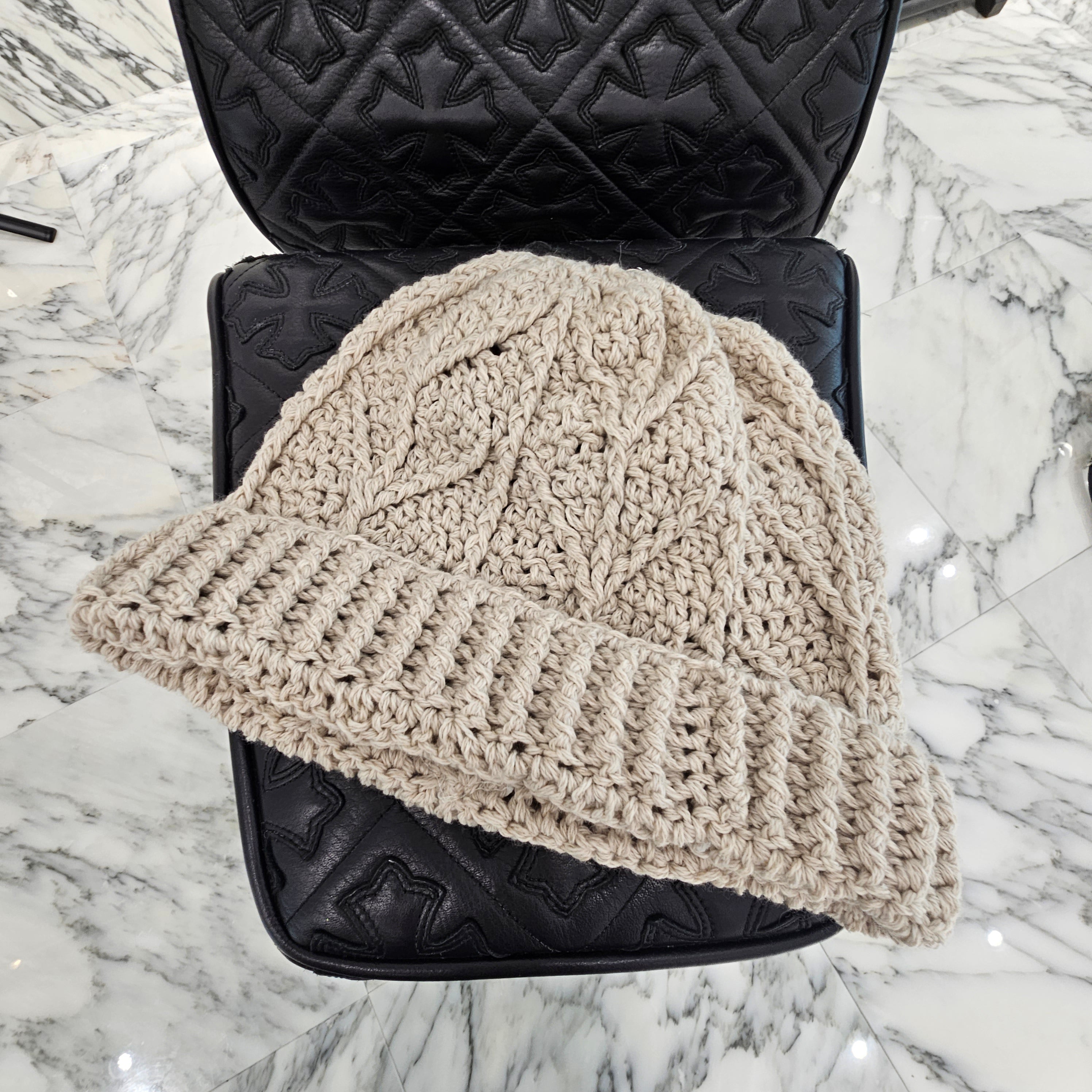 CHROME HEARTS Cashmere Leather 1 Cross Patch Beanie Size ONE SIZE（26cm） クロムハーツ カシミヤ レザー 1クロスパッチ ビーニー サイズONE SIZE（26cm）