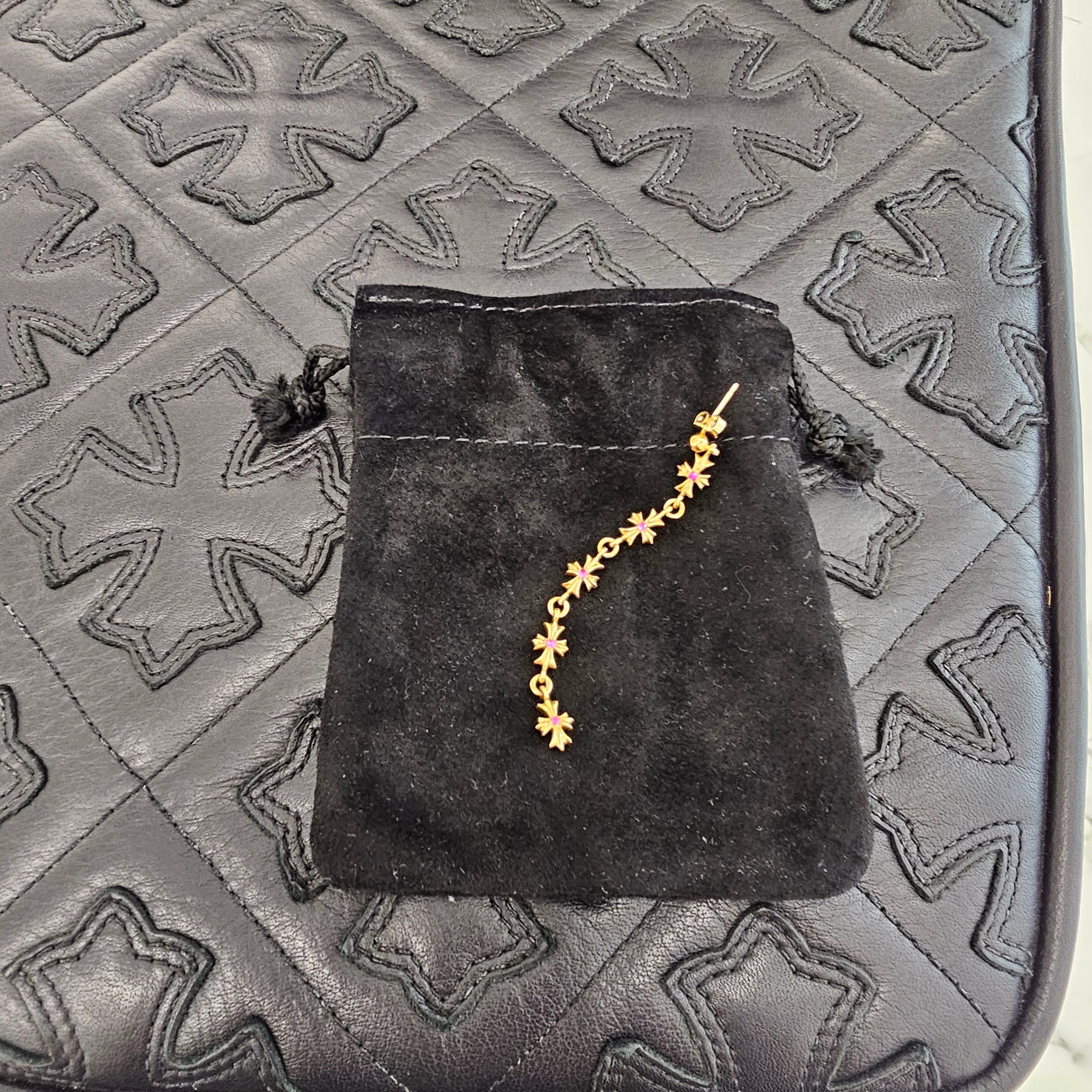 CHROME HEARTS 22K Tiny E CH Plus 4 Drop Pink Sapphire Earring クロムハーツ 22K タイニーE CHプラス 4ドロップ ピンクサファイア イヤリング ピアス