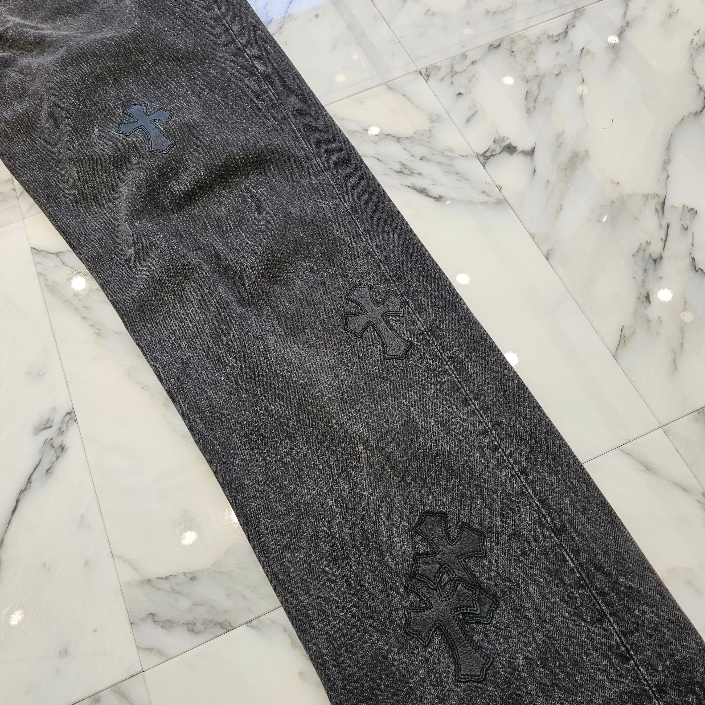 CHROME HEARTS × Levi's Body VNTG Cross Leather Patch Denim Pants