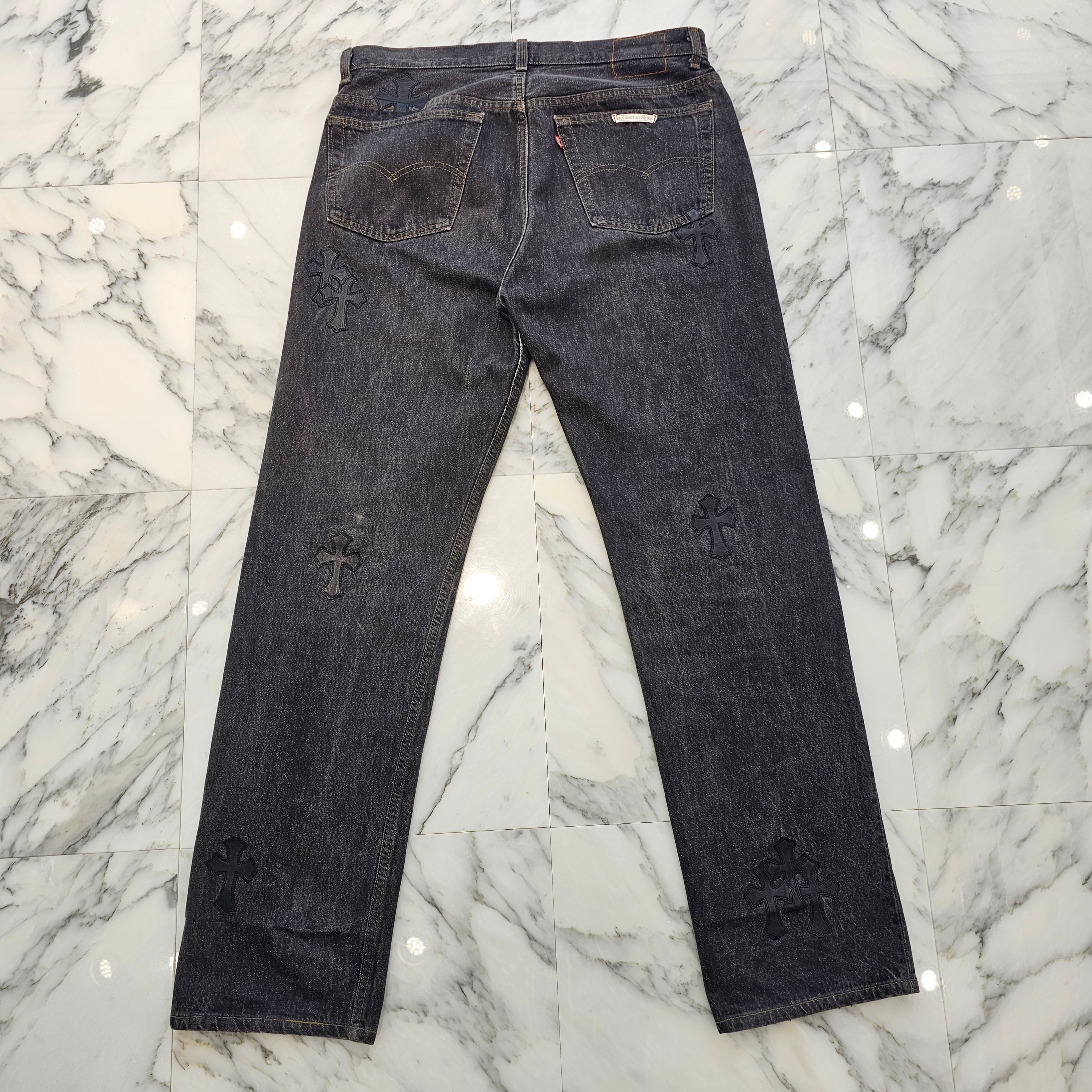 CHROME HEARTS × Levi's Body VNTG Cross Leather Patch Denim Pants