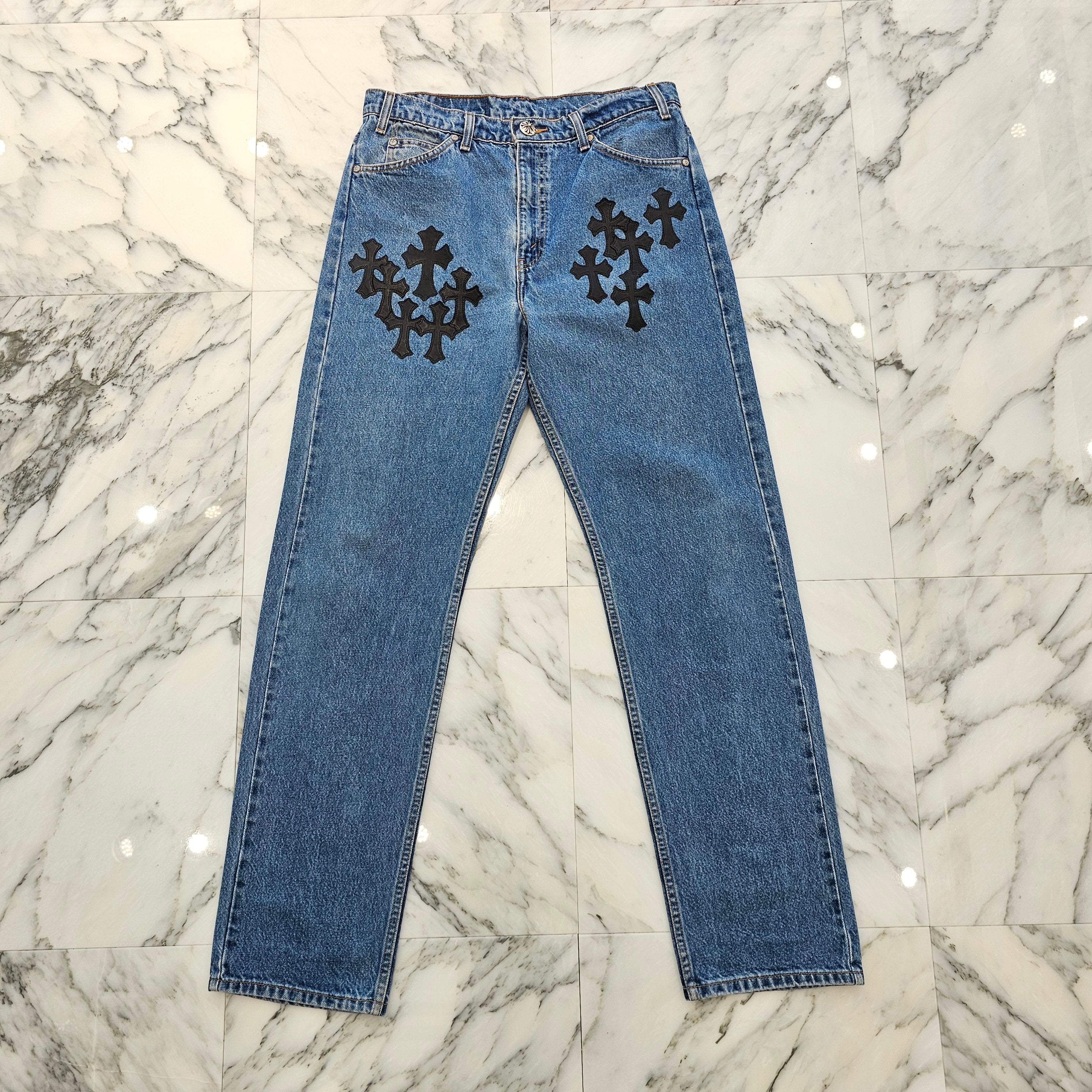 CHROME HEARTS × Levi's 505 VNTG Cross Leather Patch Denim Pants Size 33 クロムハーツ × リーバイス 505 ヴィンテージ クロスレザーパッチ デニムパンツ サイズ33