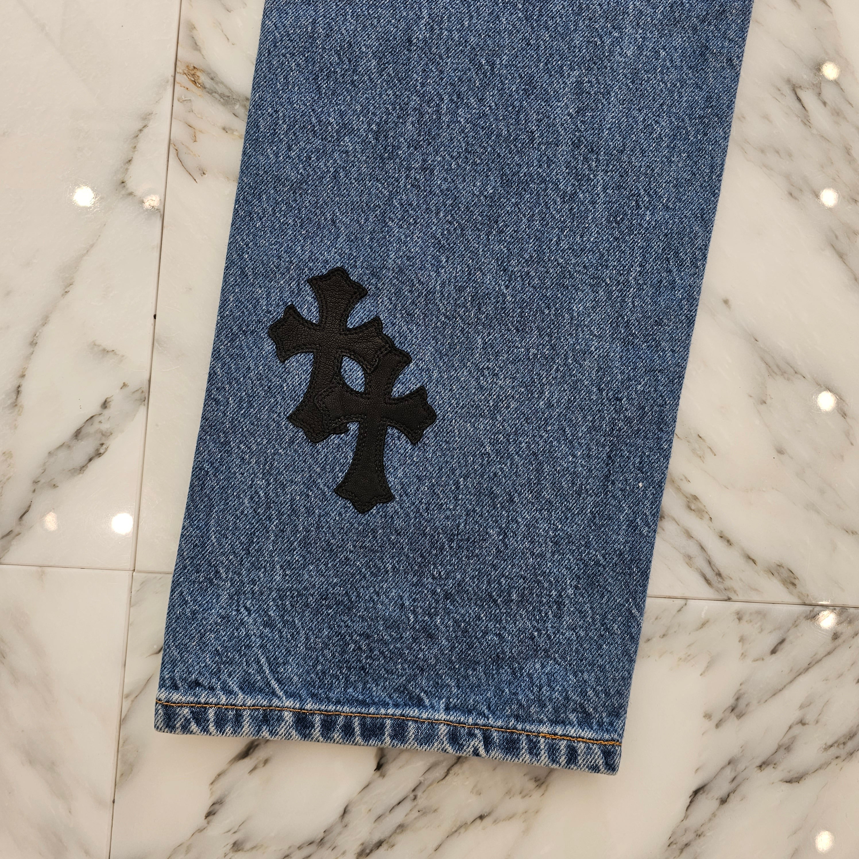 CHROME HEARTS × Levi's 505 VNTG Cross Leather Patch Denim Pants Size 33 クロムハーツ × リーバイス 505 ヴィンテージ クロスレザーパッチ デニムパンツ サイズ33