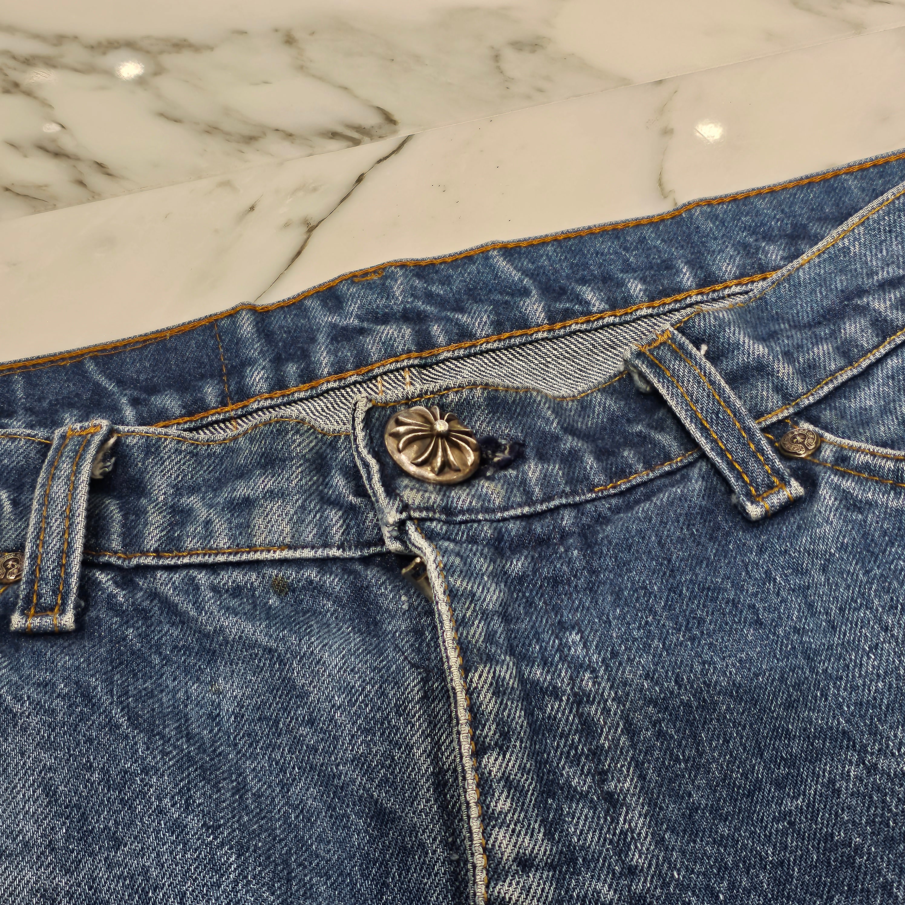 CHROME HEARTS × Levi's 517 VNTG Cross Leather Patch Denim Pants Size 34 クロムハーツ × リーバイス 517 ヴィンテージ クロスレザーパッチ デニムパンツ サイズ34