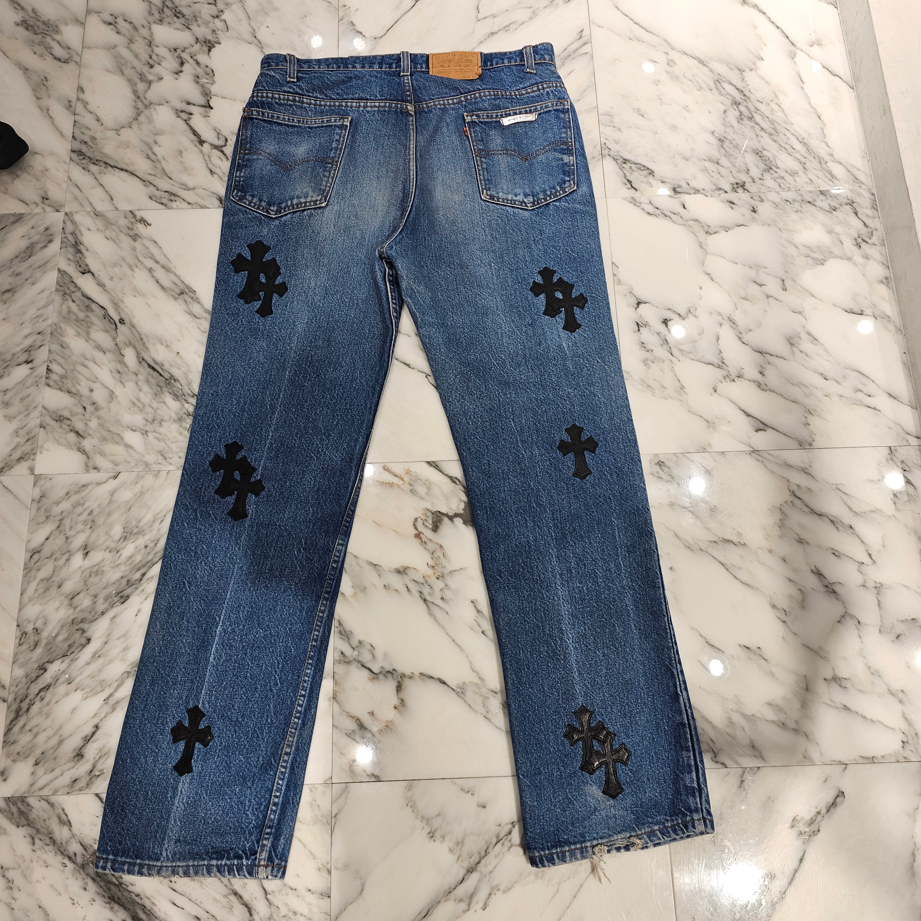 CHROME HEARTS × Levi's 517 VNTG Cross Leather Patch Denim Pants Size 34 クロムハーツ × リーバイス 517 ヴィンテージ クロスレザーパッチ デニムパンツ サイズ34