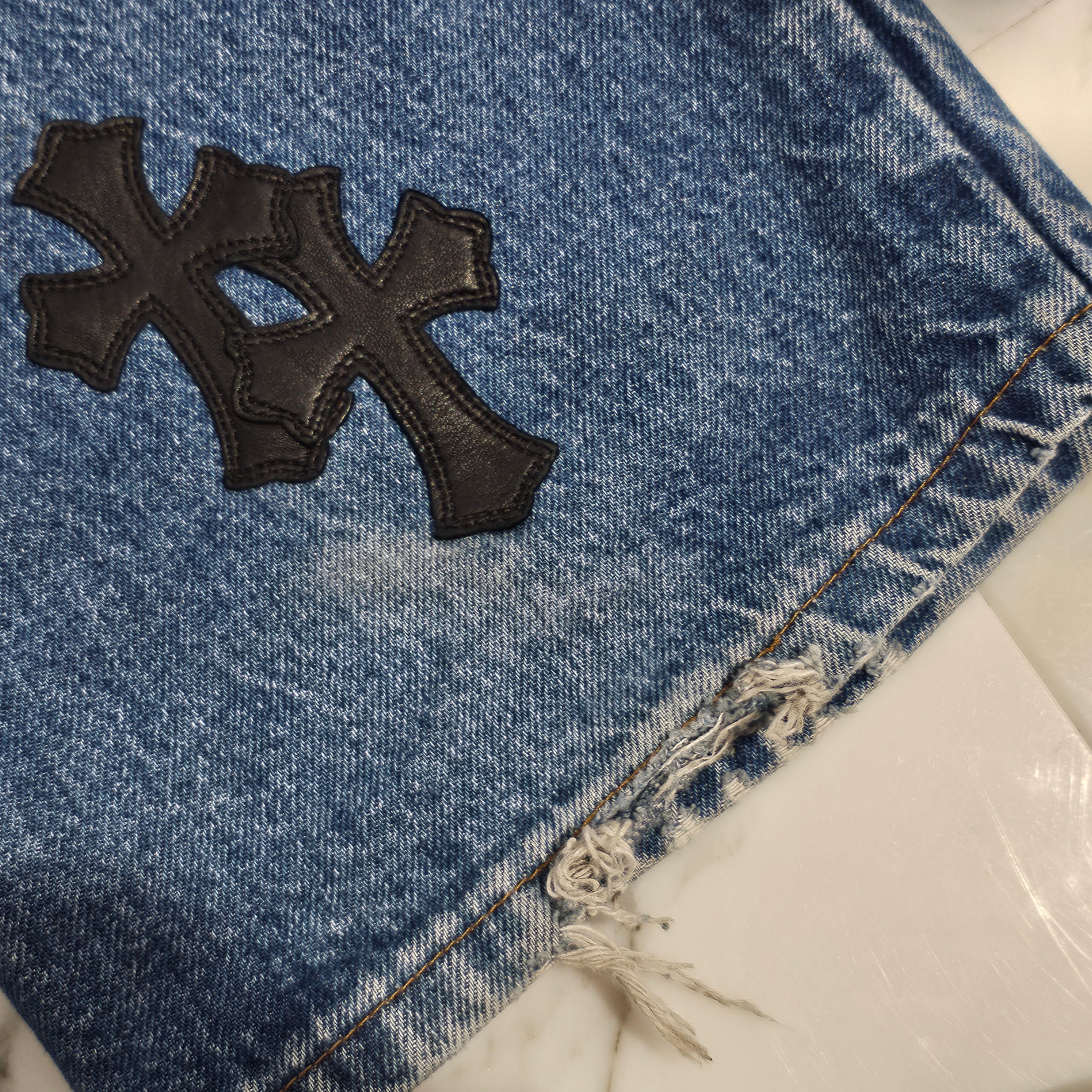 CHROME HEARTS × Levi's 517 VNTG Cross Leather Patch Denim Pants Size 34 クロムハーツ × リーバイス 517 ヴィンテージ クロスレザーパッチ デニムパンツ サイズ34