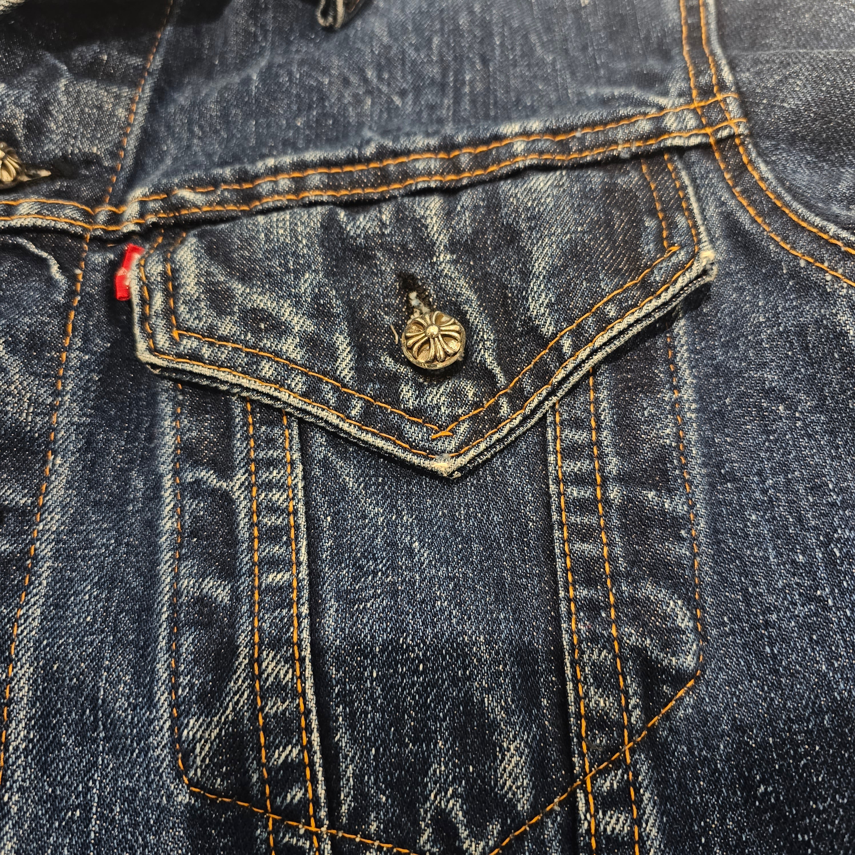 CHROME HEARTS × Levi's Body VNTG Cross Ball Denim Jacket Size S クロムハーツ × リーバイスボディ ヴィンテージ クロスボール デニムジャケット サイズS