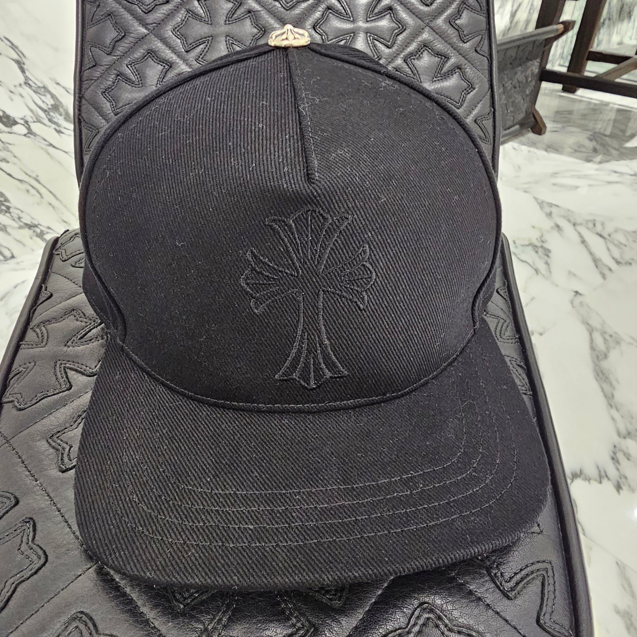 CHROME HEARTS Cross Embroidery Denim Baseball Cap Size ONE SIZE(51-61) クロムハーツ クロス刺繡 デニム ベースボールキャップ サイズONE SIZE(51-61)