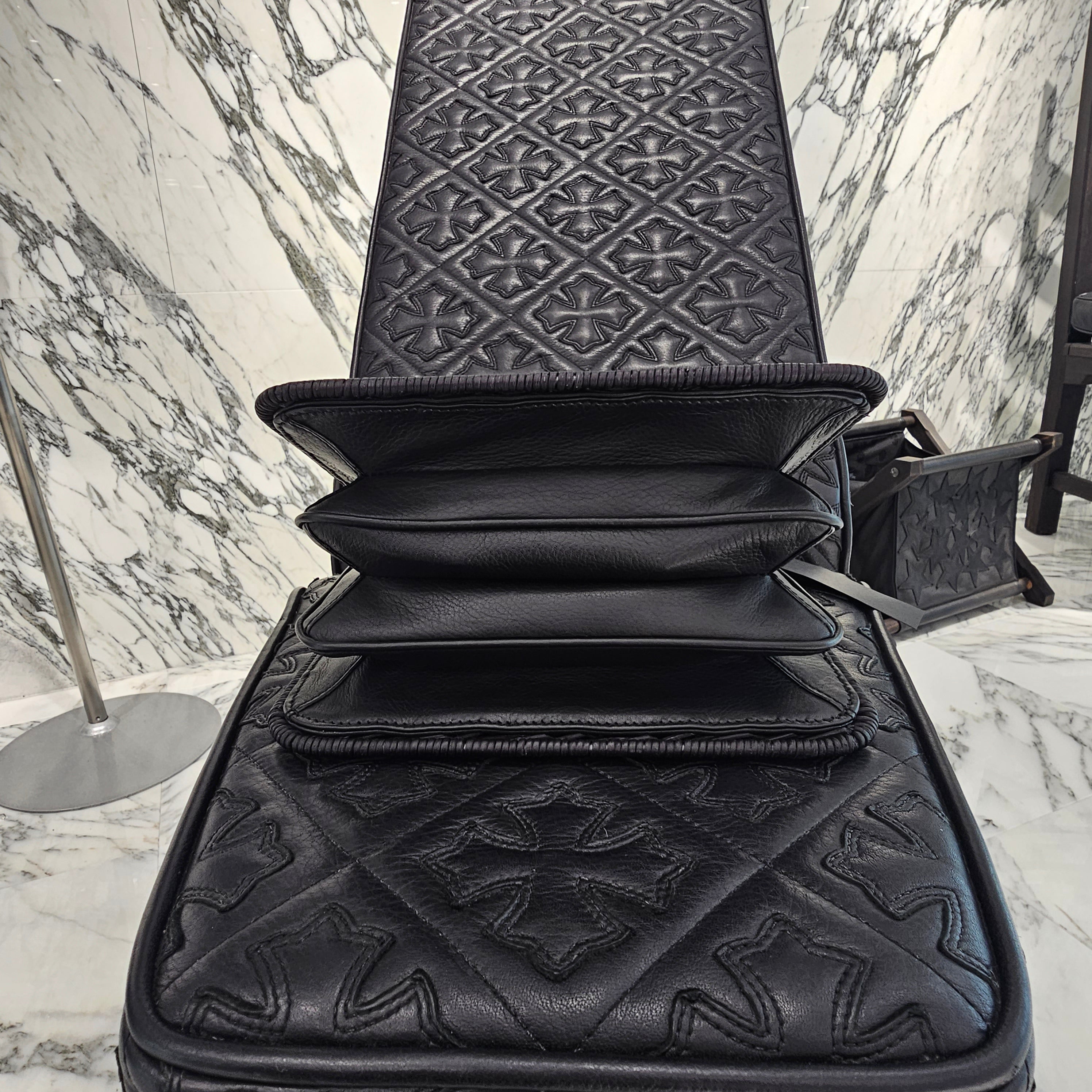 CHROME HEARTS CH Cross Harako Leather Checkerboard Straw Bag クロムハーツ CHクロス ハラコレザー チェッカーボード ストローバッグ