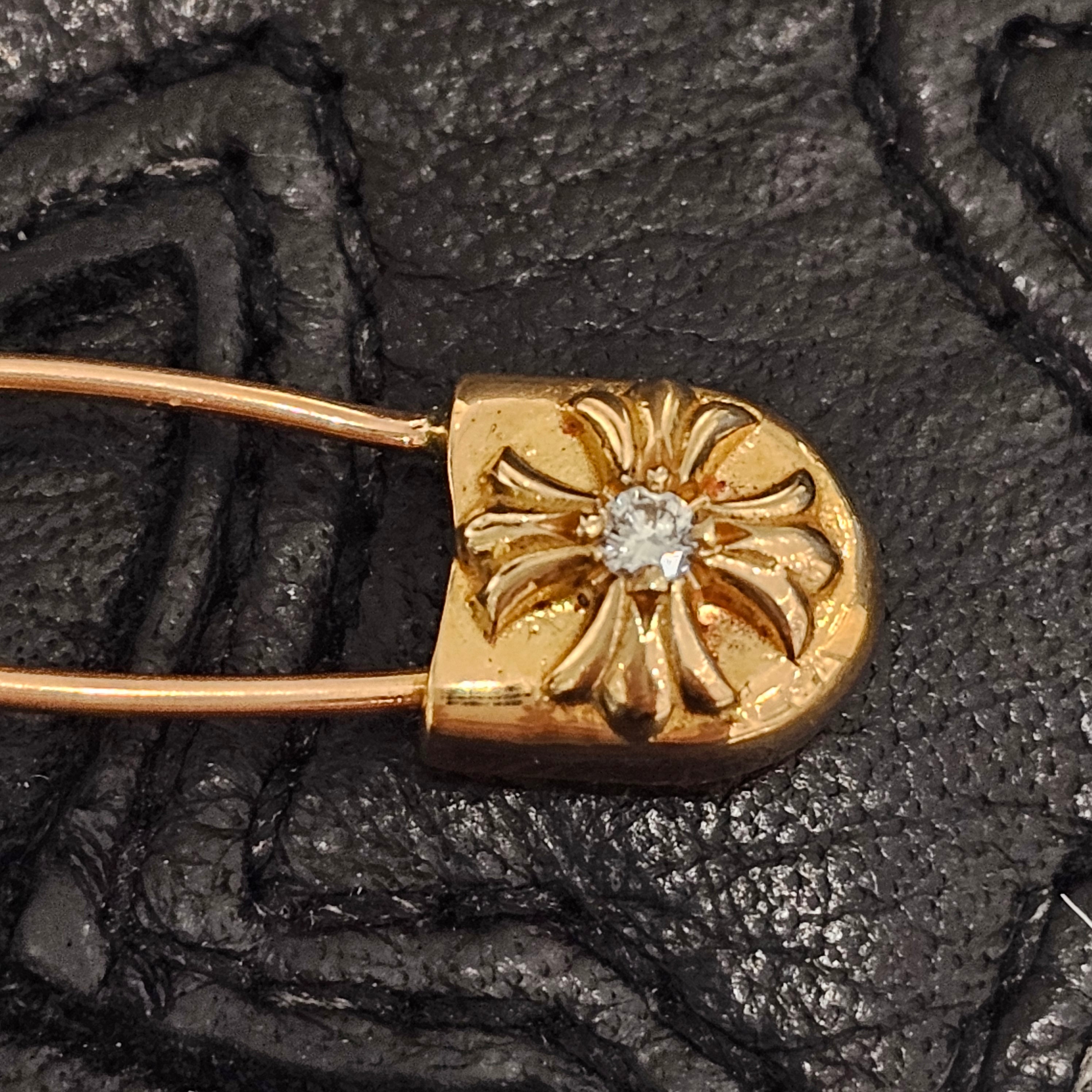 CHROME HEARTS 22K Safety Pin 1 Diamond クロムハーツ 22K セーフティ ピン 1 ダイヤモンド