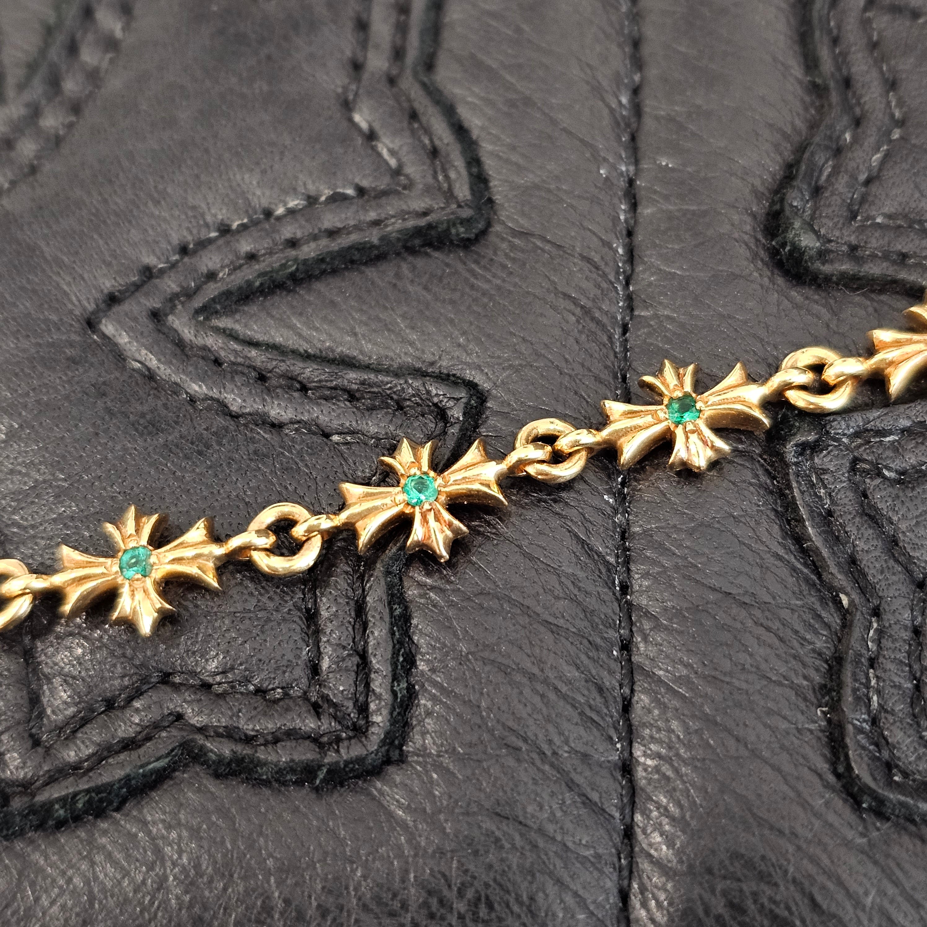 CHROME HEARTS 22K Tiny E Pave Emerald CH Plus Bracelet 11 LINK クロムハーツ 22K タイニーE パヴェエメラルド CHプラス ブレスレット 11リンク