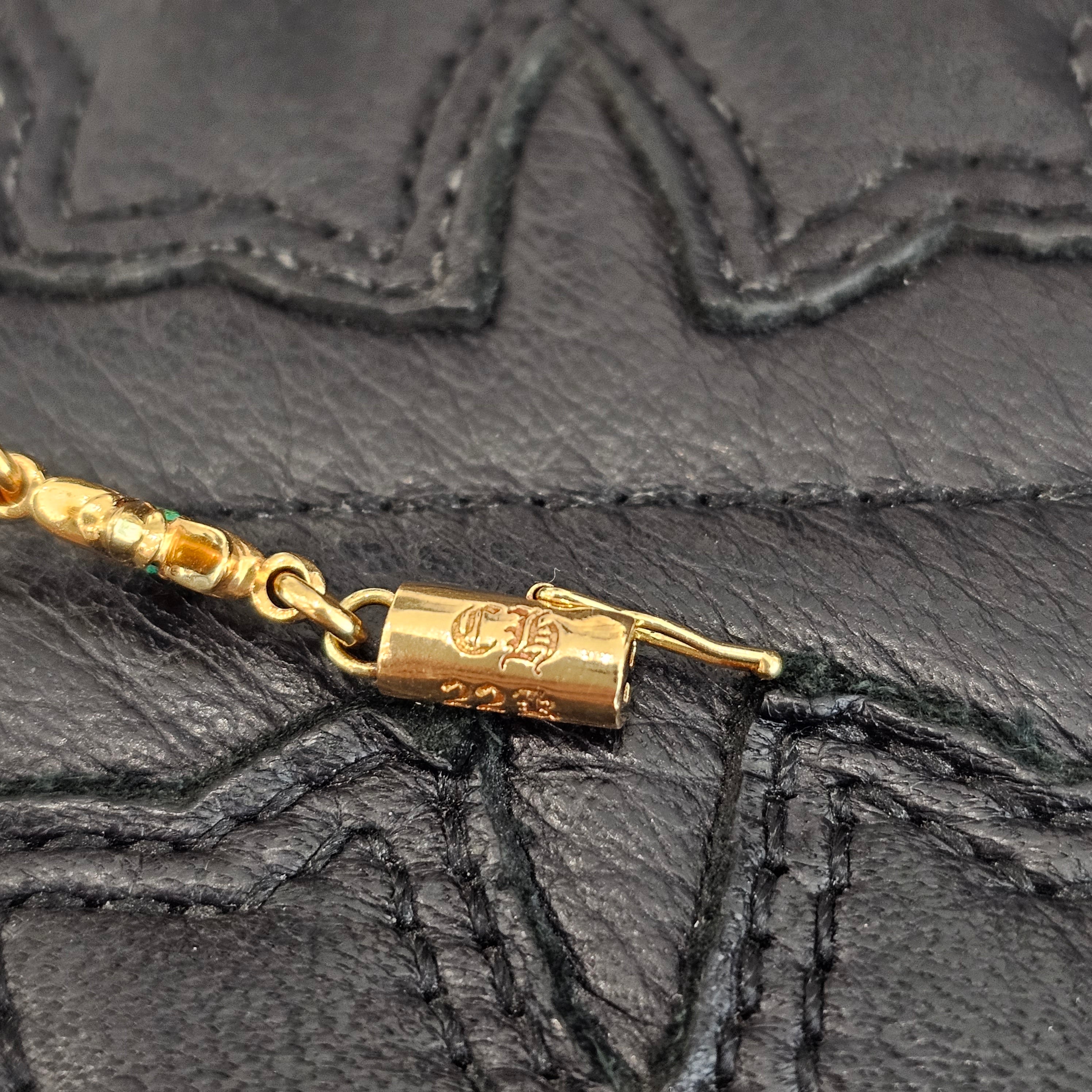 CHROME HEARTS 22K Tiny E Pave Emerald CH Plus Bracelet 11 LINK クロムハーツ 22K タイニーE パヴェエメラルド CHプラス ブレスレット 11リンク