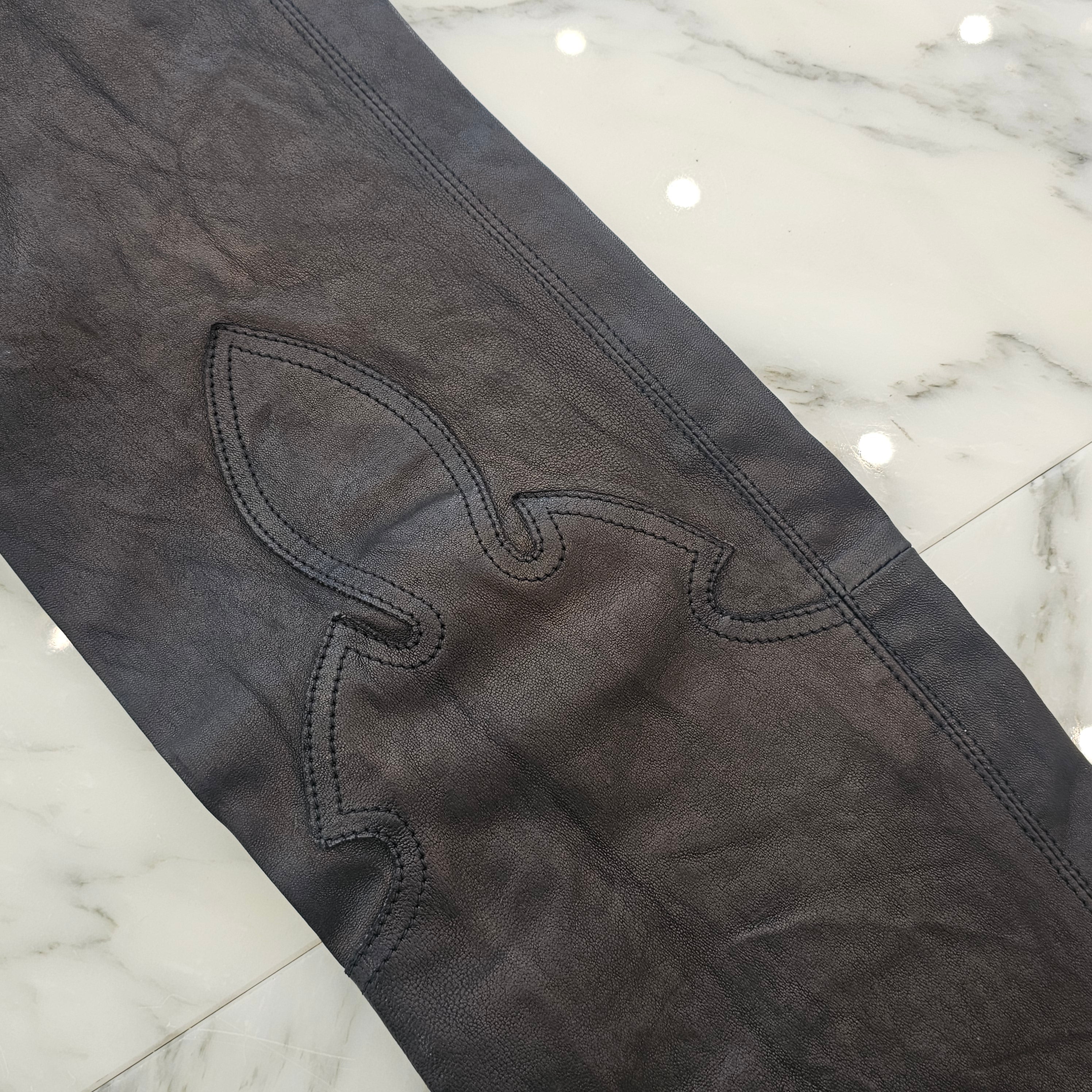 CHROME HEARTS Flare Knee Cross Ball Button Leather Pants Size 2 クロムハーツ フレアニー クロスボールボタン レザーパンツ サイズ2