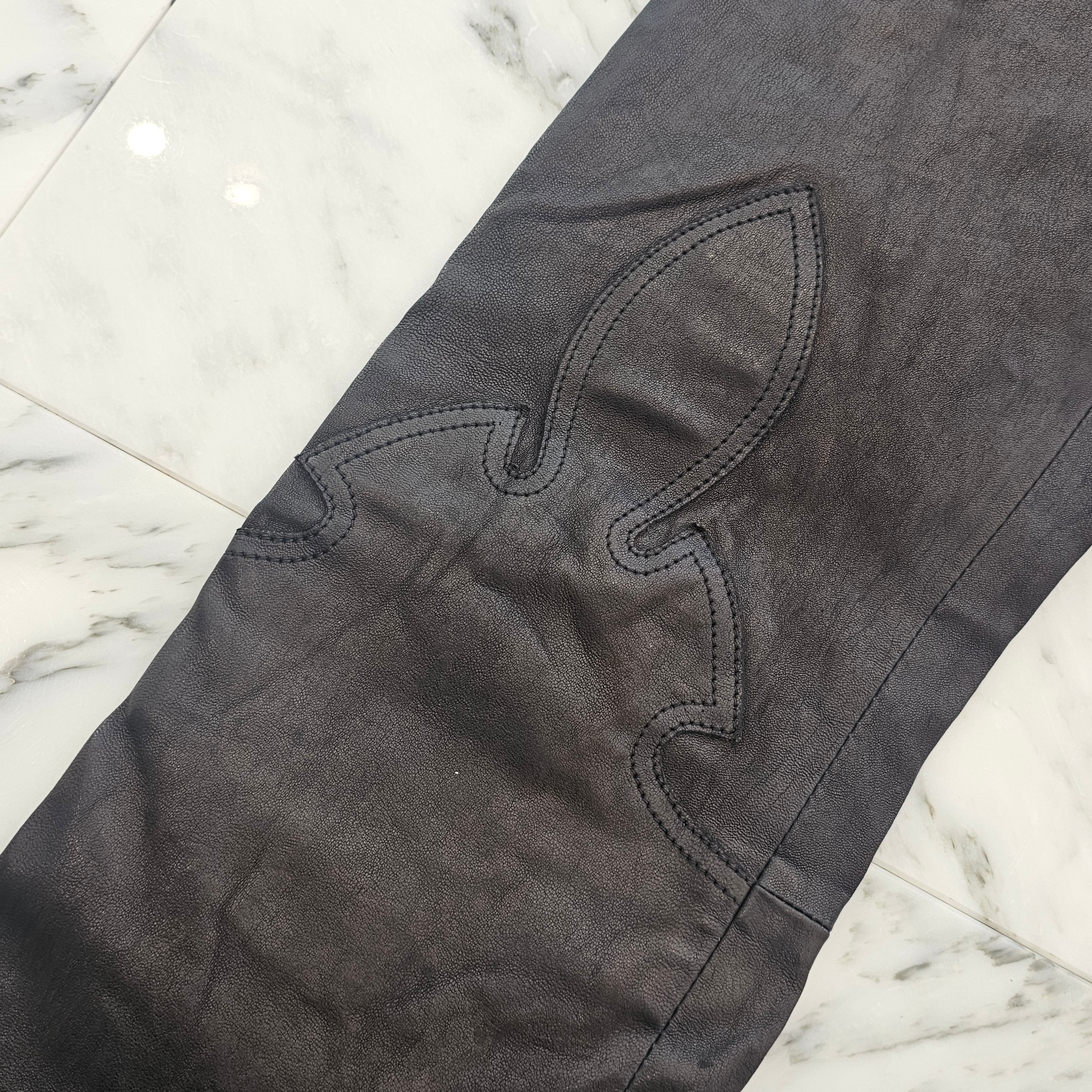 CHROME HEARTS Flare Knee Cross Ball Button Leather Pants Size 2 クロムハーツ フレアニー クロスボールボタン レザーパンツ サイズ2