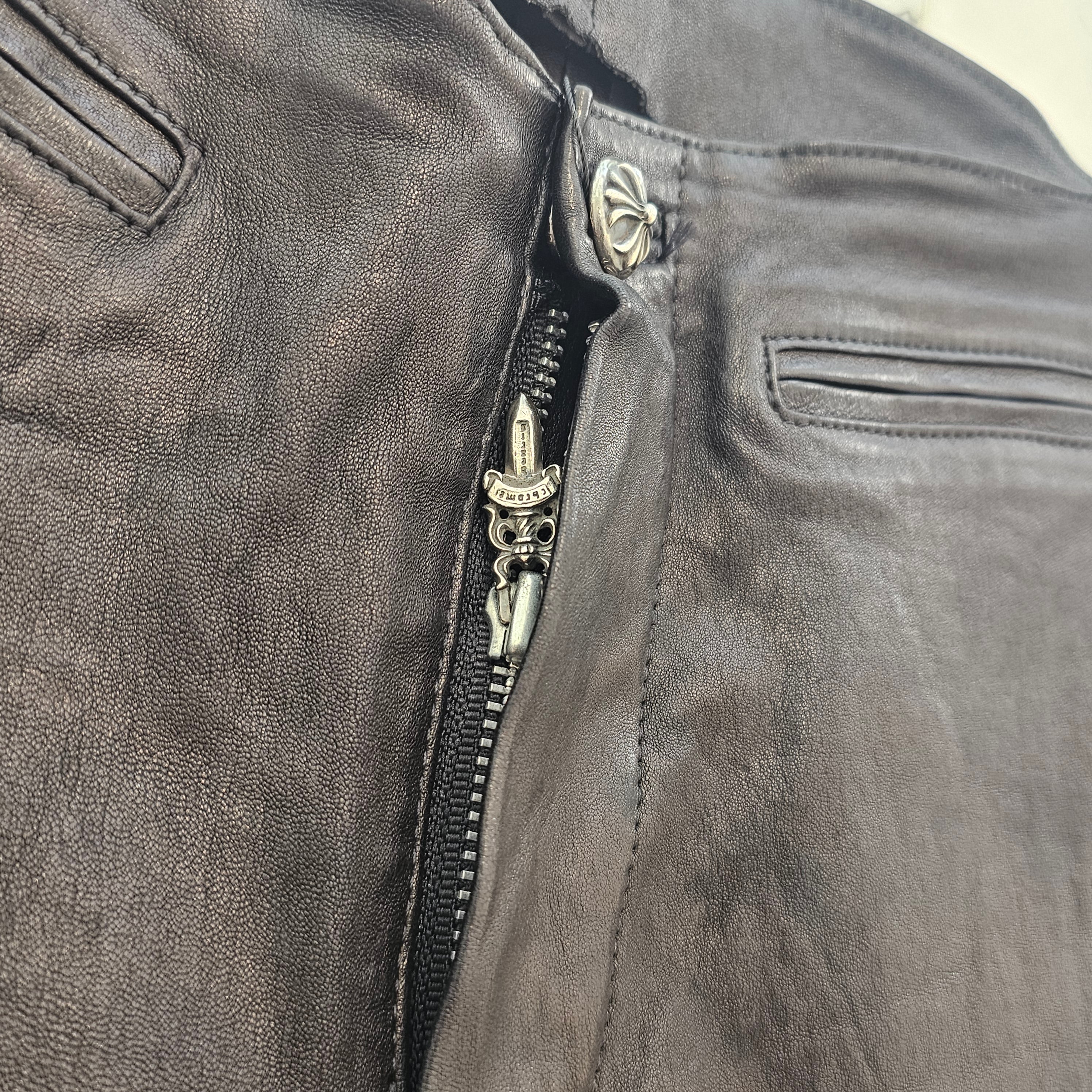 CHROME HEARTS Flare Knee Cross Ball Button Leather Pants Size 2 クロムハーツ フレアニー クロスボールボタン レザーパンツ サイズ2