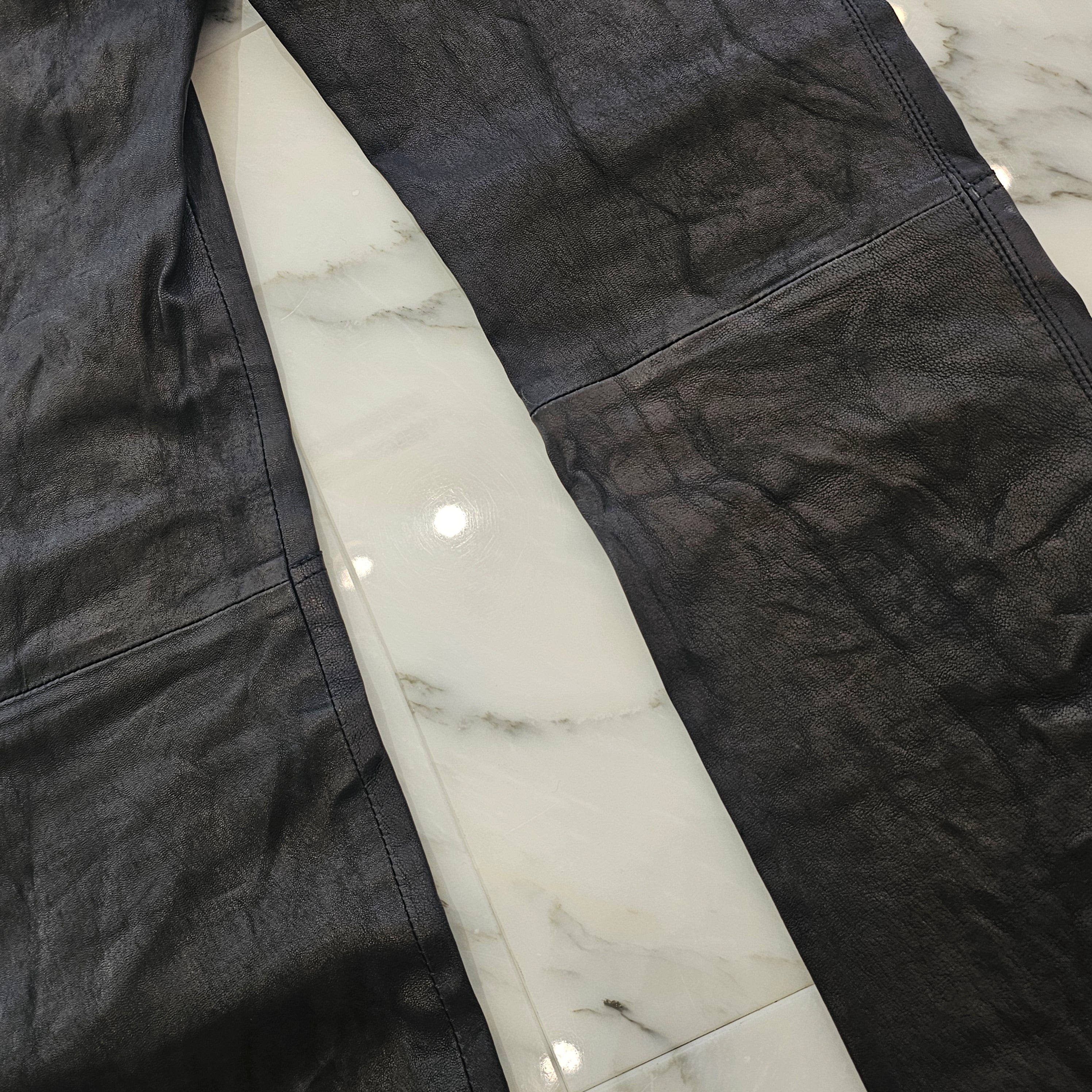 CHROME HEARTS Flare Knee Cross Ball Button Leather Pants Size 2 クロムハーツ フレアニー クロスボールボタン レザーパンツ サイズ2