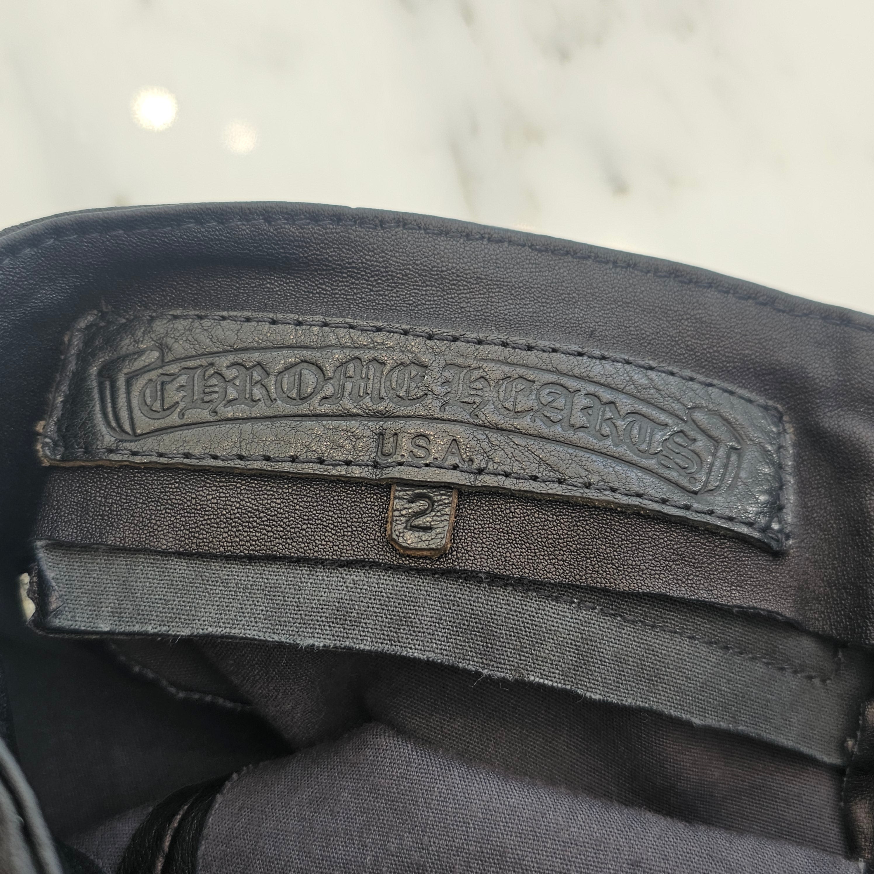 CHROME HEARTS Flare Knee Cross Ball Button Leather Pants Size 2 クロムハーツ フレアニー クロスボールボタン レザーパンツ サイズ2