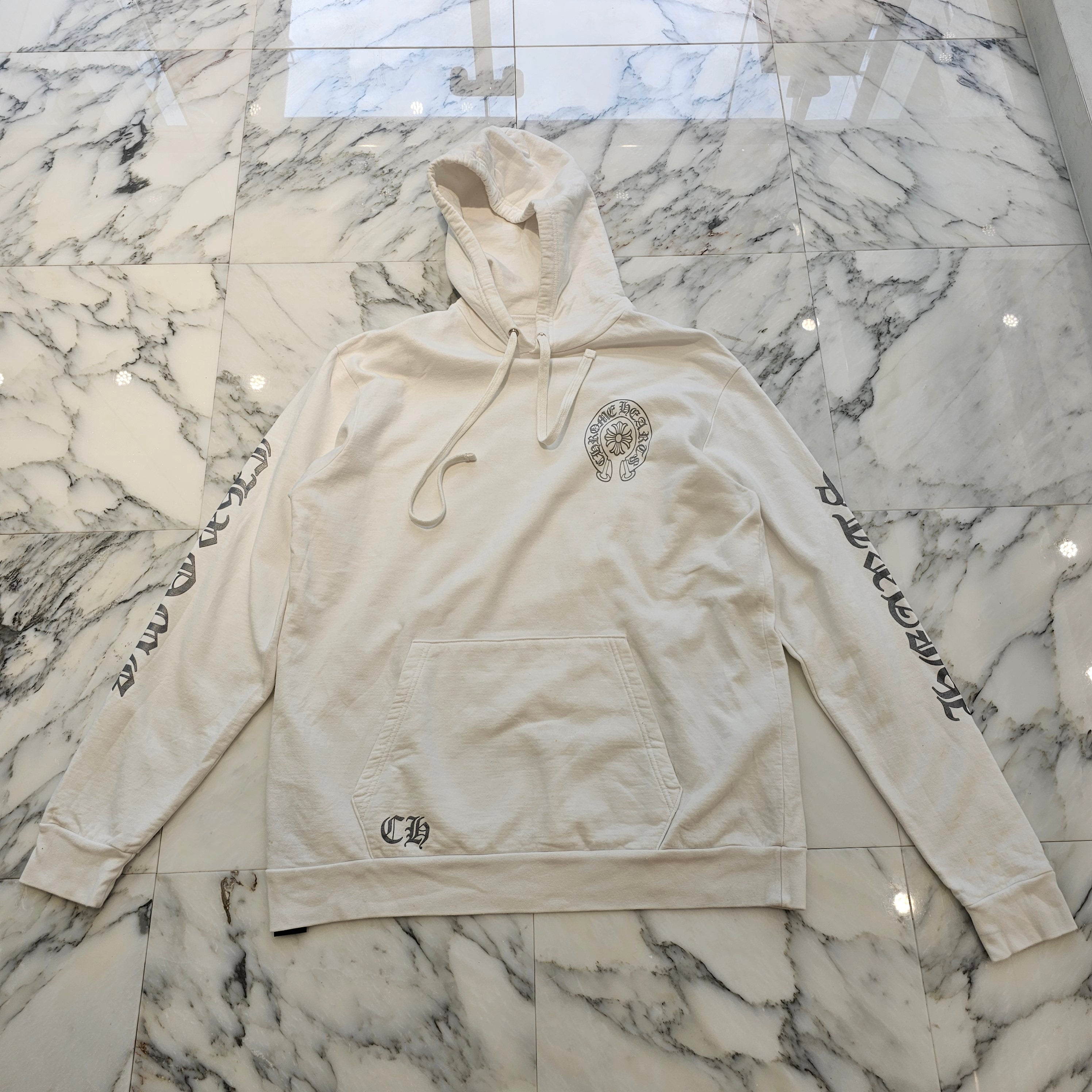 CHROME HEARTS MIAMI Limited Silver Glitter Horseshoe Pullover Hoodie Size XL クロムハーツ マイアミ限定 シルバーグリッター ホースシュー プルオーバー フーディ サイズXL