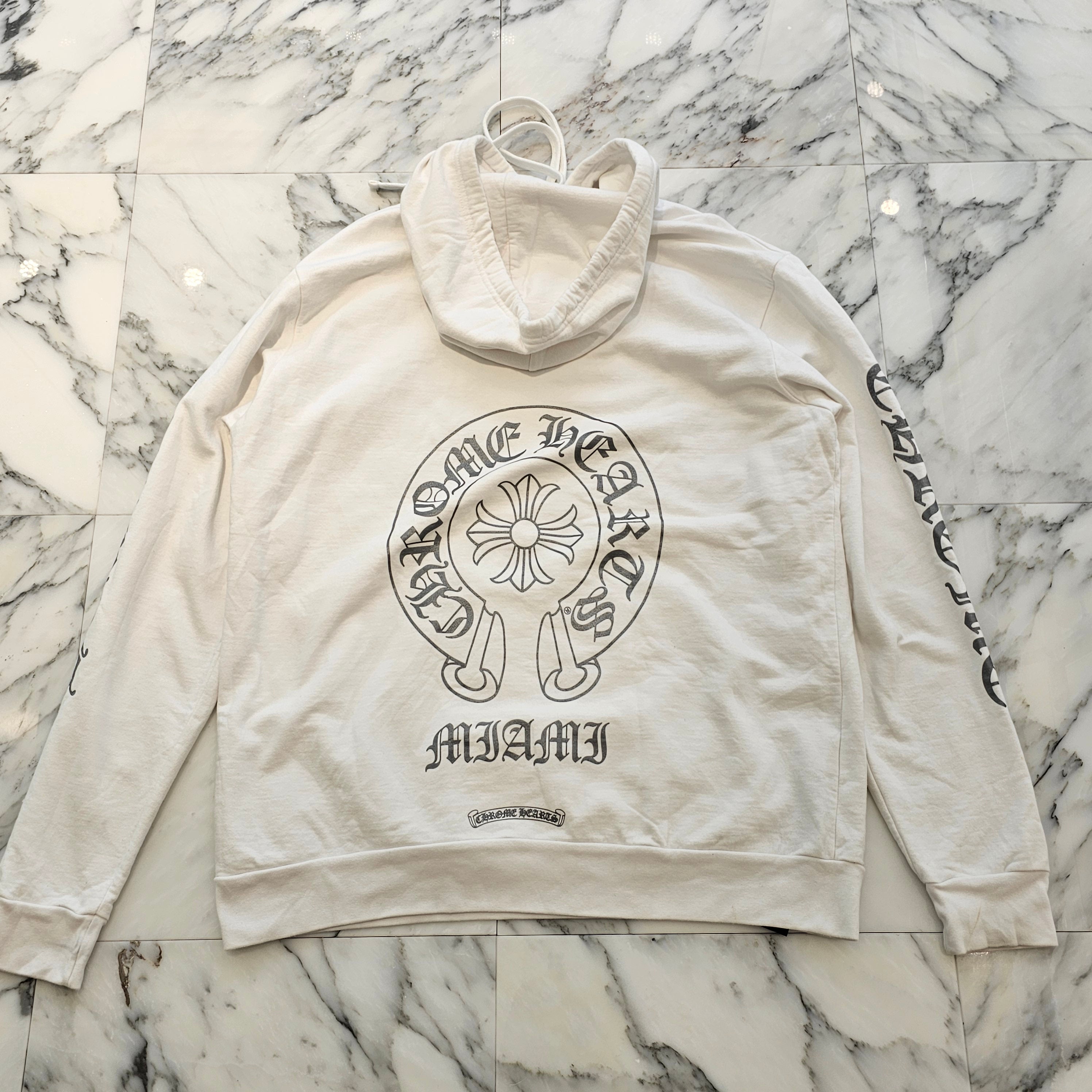 CHROME HEARTS MIAMI Limited Silver Glitter Horseshoe Pullover Hoodie Size XL クロムハーツ マイアミ限定 シルバーグリッター ホースシュー プルオーバー フーディ サイズXL