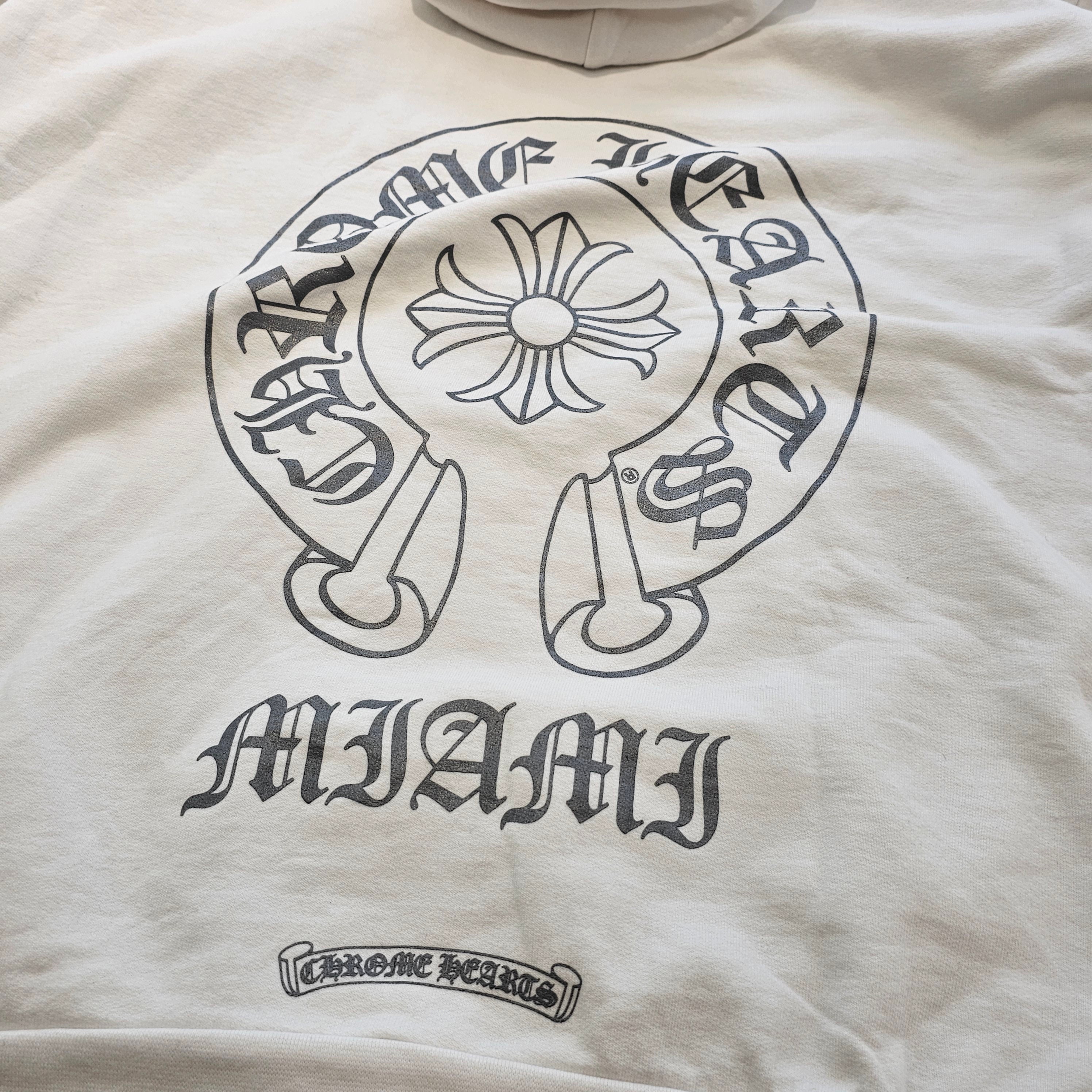 CHROME HEARTS MIAMI Limited Silver Glitter Horseshoe Pullover Hoodie Size XL クロムハーツ マイアミ限定 シルバーグリッター ホースシュー プルオーバー フーディ サイズXL