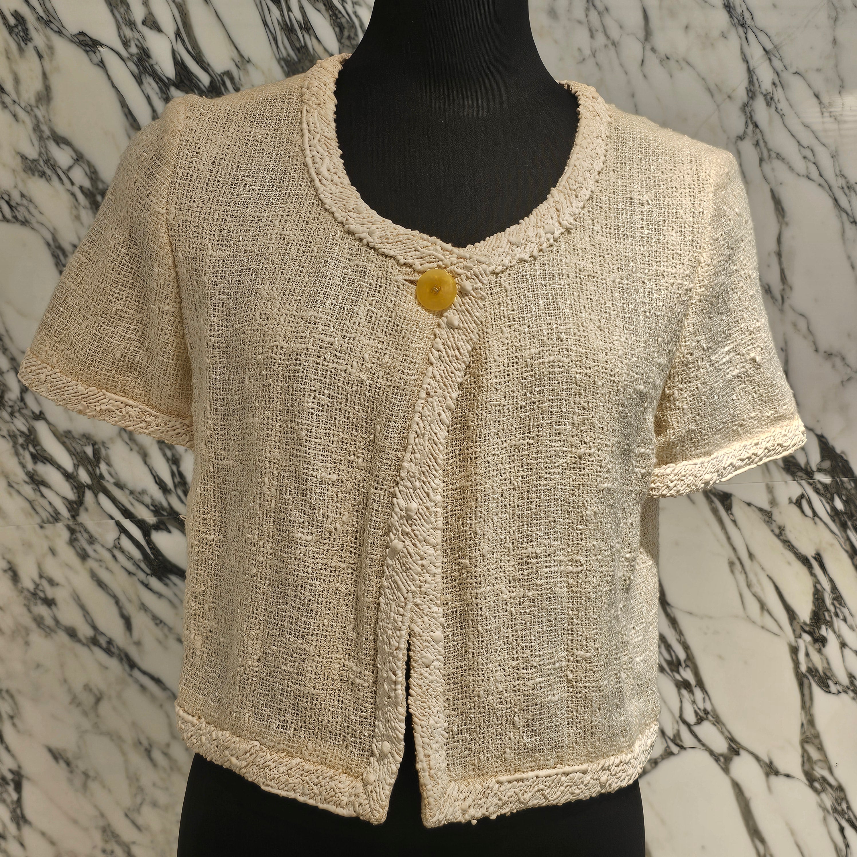 CHANEL ツイードセットアップ　パール釦　38 CHANEL 99P Coco Mark Button Cotton Tweed Set Up P12788W02490